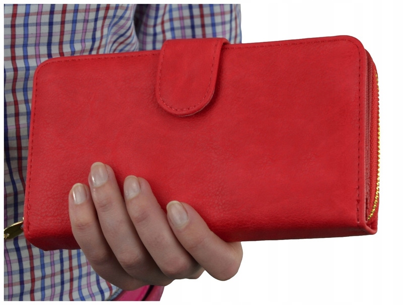 PORTFEL DAMSKI DUŻY PODWÓJNY PORTMONETKA ZAMEK