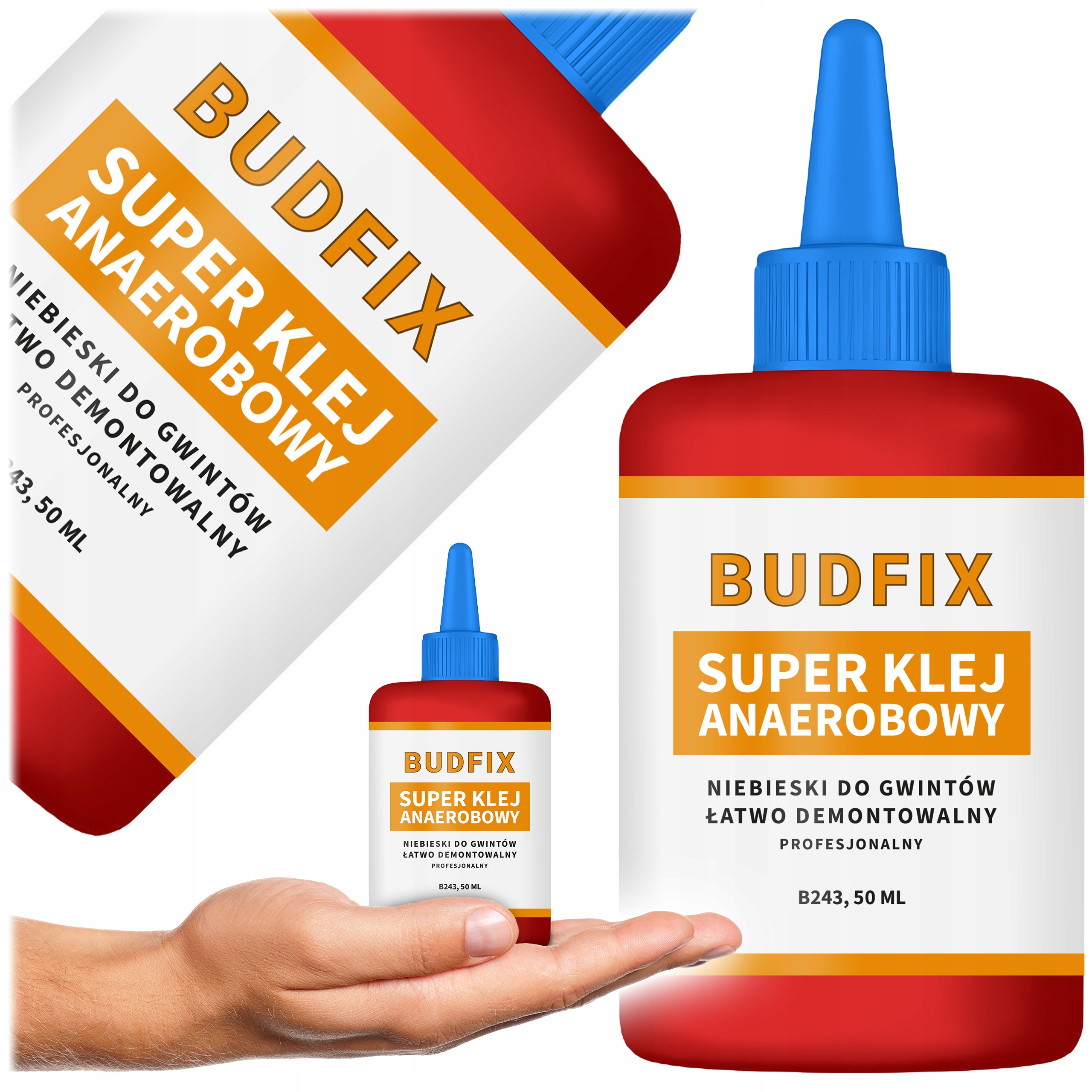 Klej Do Gwintów Niebieski 243 Olejoodporny Śrub Anaerobowy Średnia Moc 50ml
