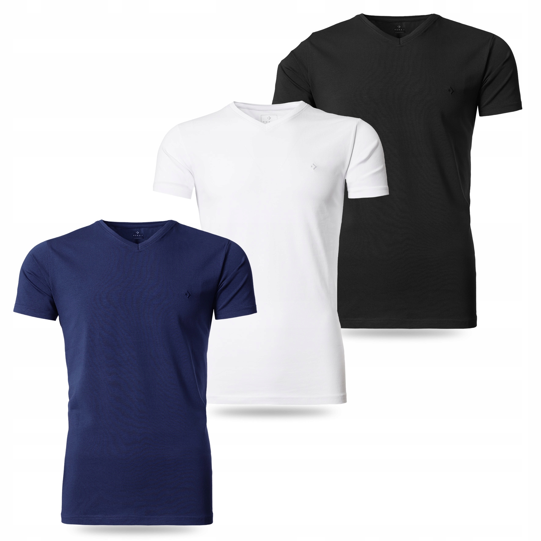 T-shirt Męski Bawełniany Gładki Klasyczny Moraj Bawełna Czesana 3-PAK 3XL