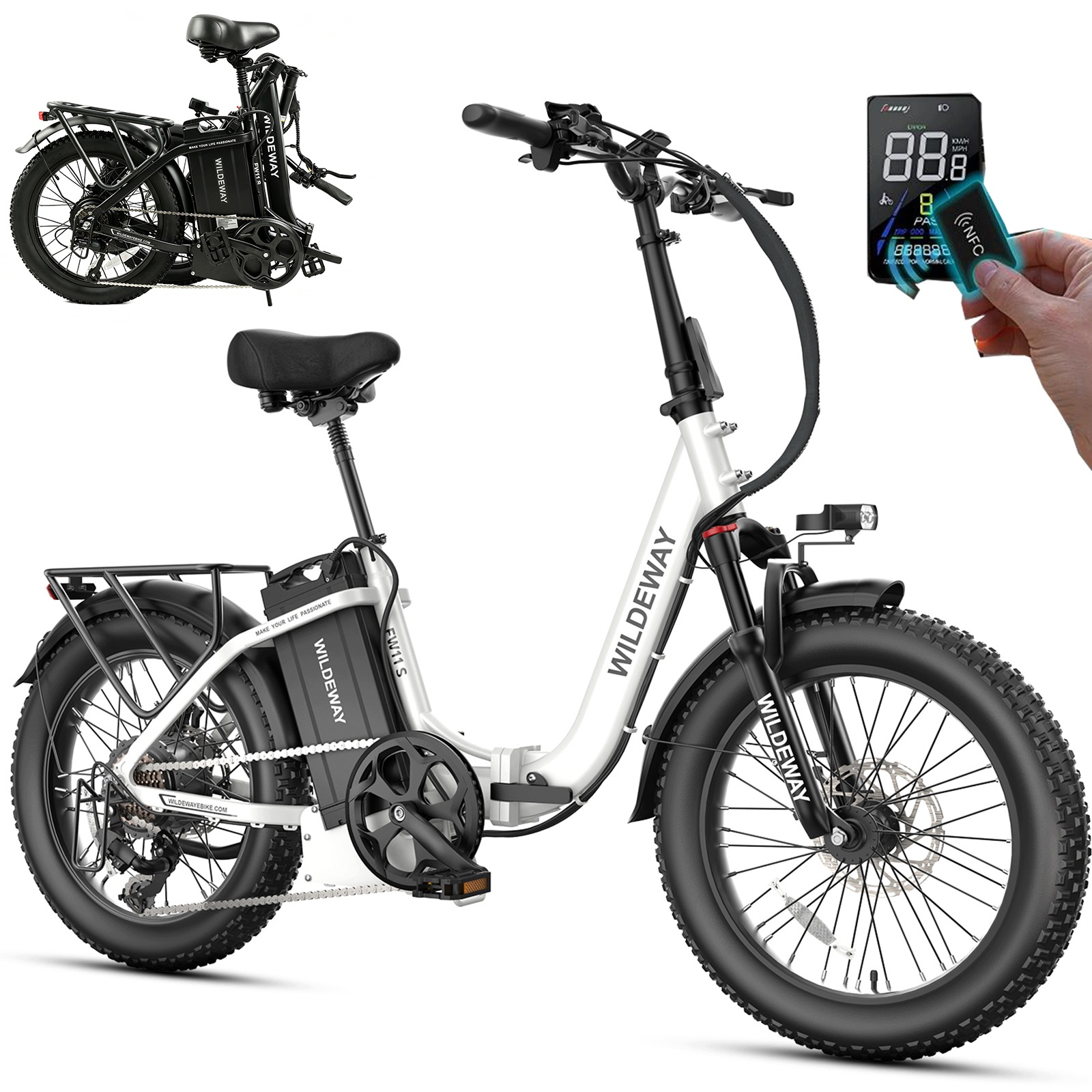 20''Foldable Urban Commuter E-Bike 250W 1680Wh 25KM/H 160KM+NFC 2026 nowy