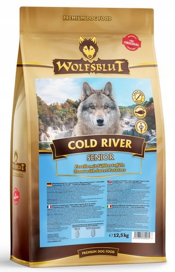 Levně Wolfsblut Dog Cold River Senior pstruh a batáty 12,5 kg