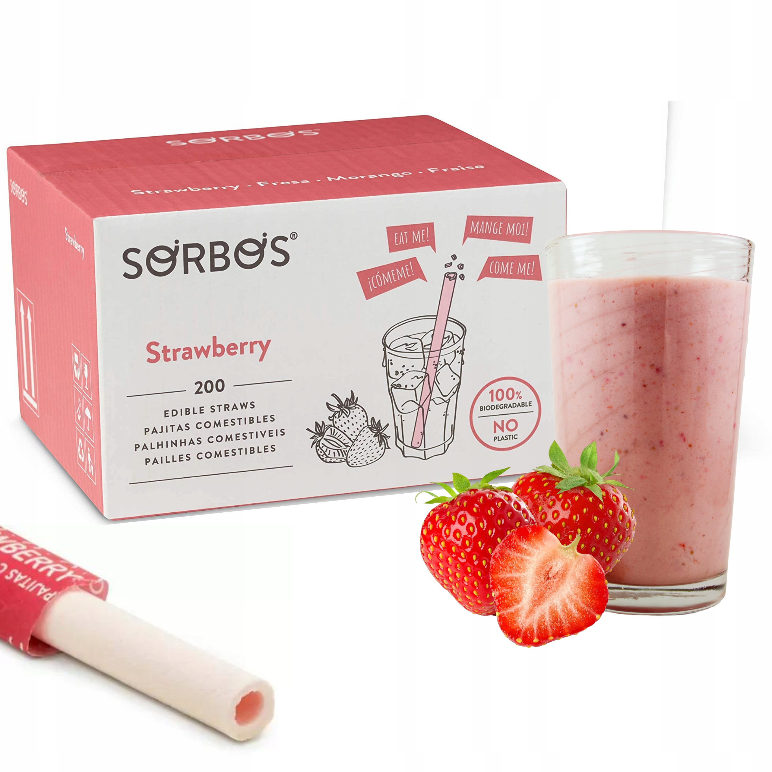 Truskawkowa Słomka Jadalna SORBOS