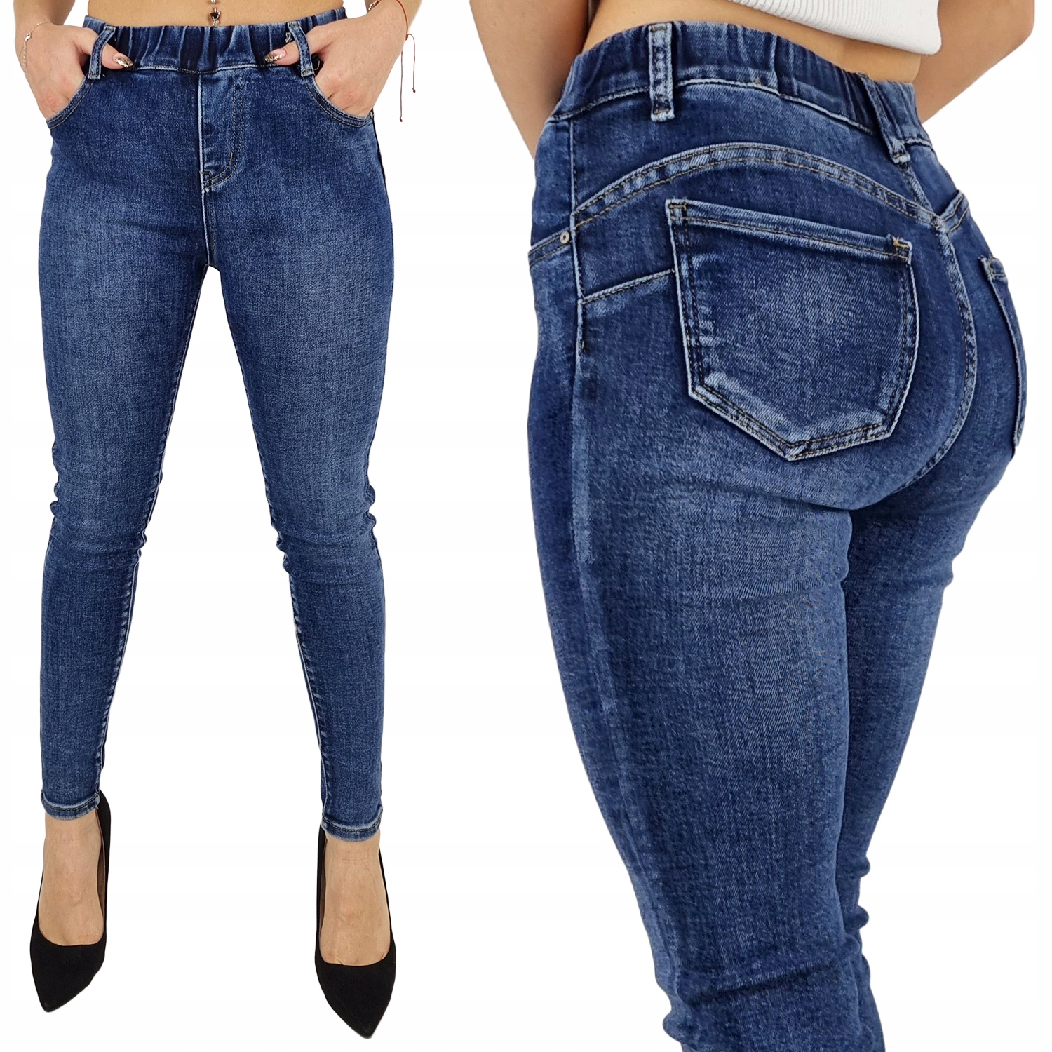 

Spodnie Damskie Jeansowe Pas W Gumkę