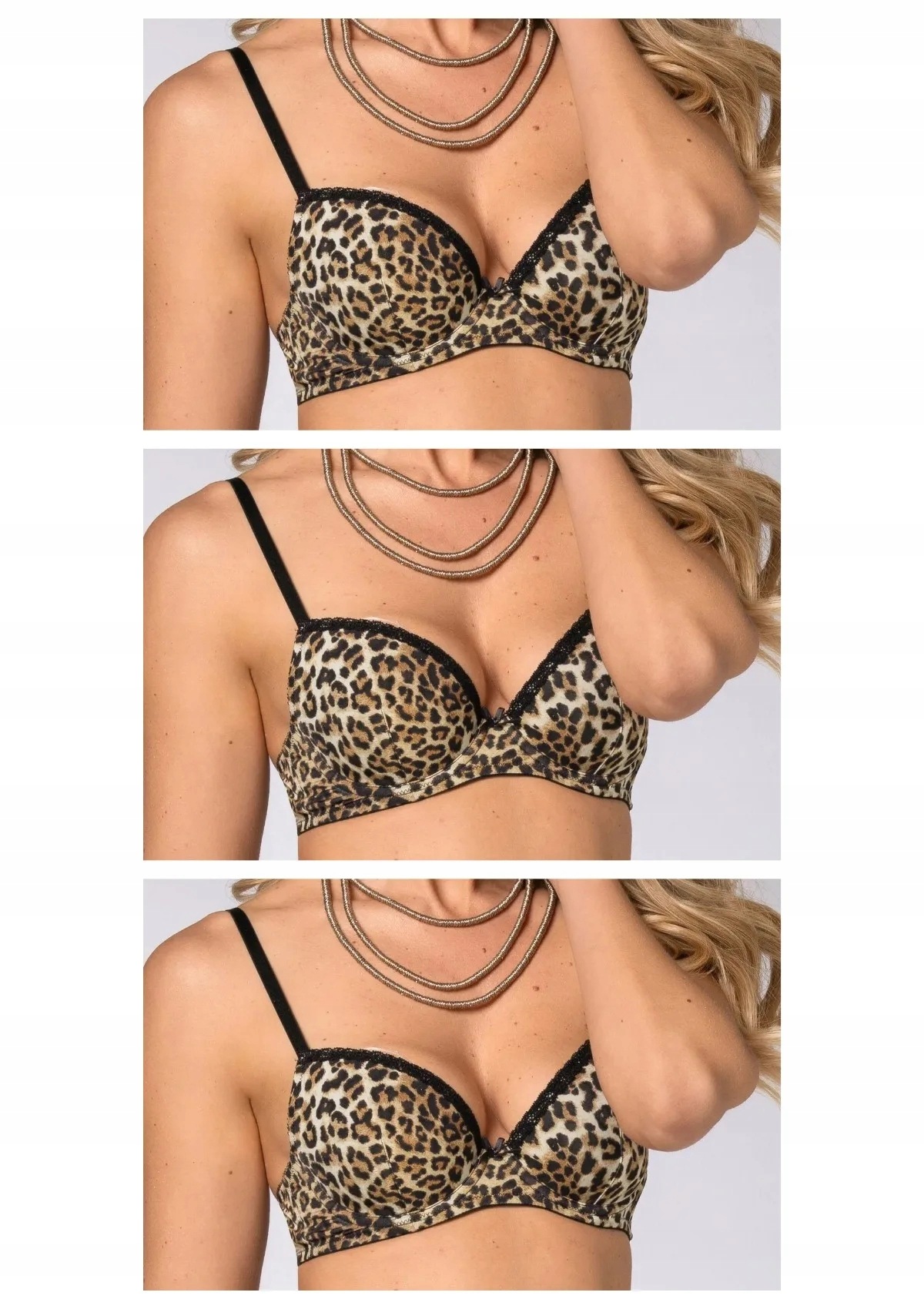 Sielei Amelie 7912 vyztužená podprsenka s leopardím vzorem 3 ks moka 80B