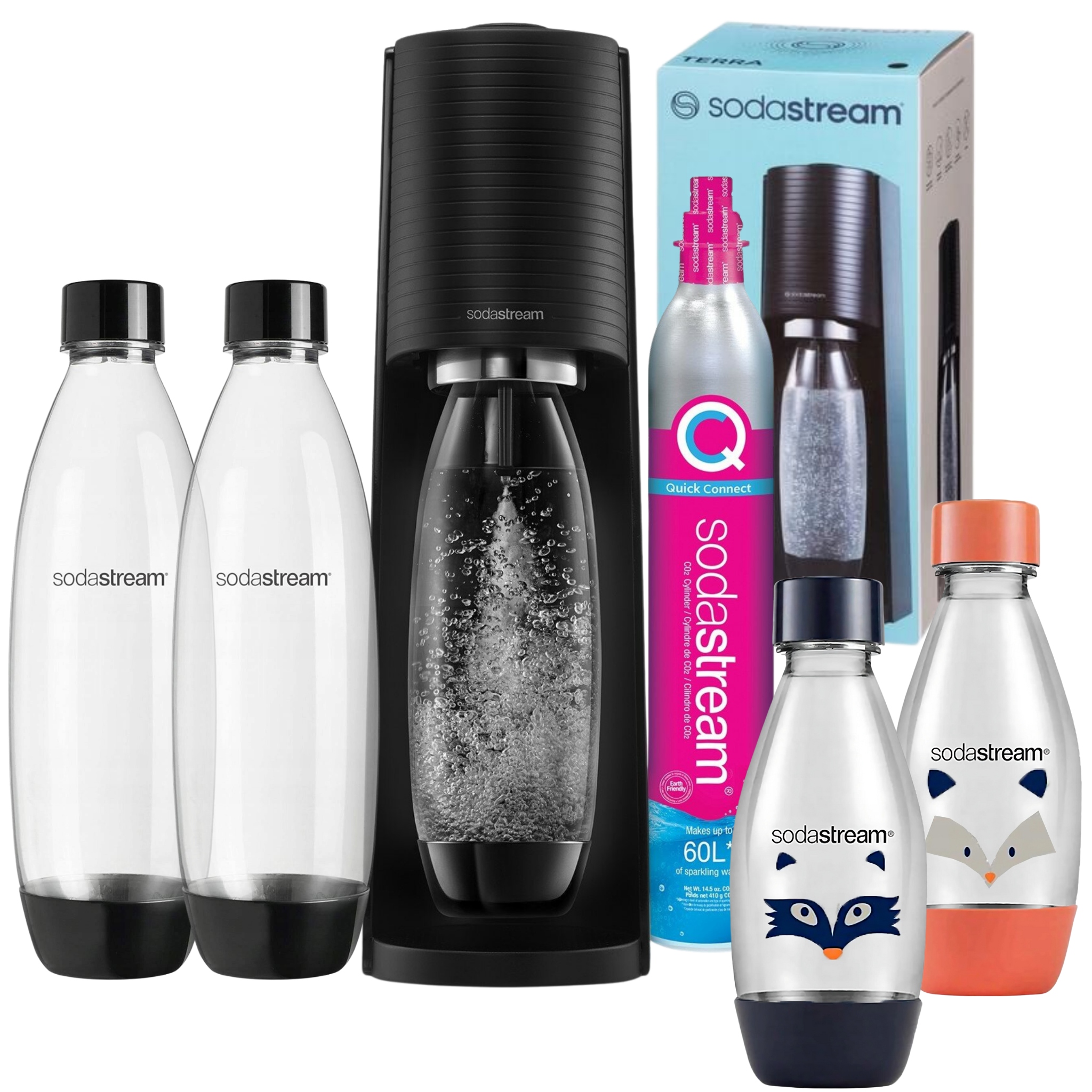 Saturátor Sodastream Terra výrobník sódy čierny, 4 fľaše