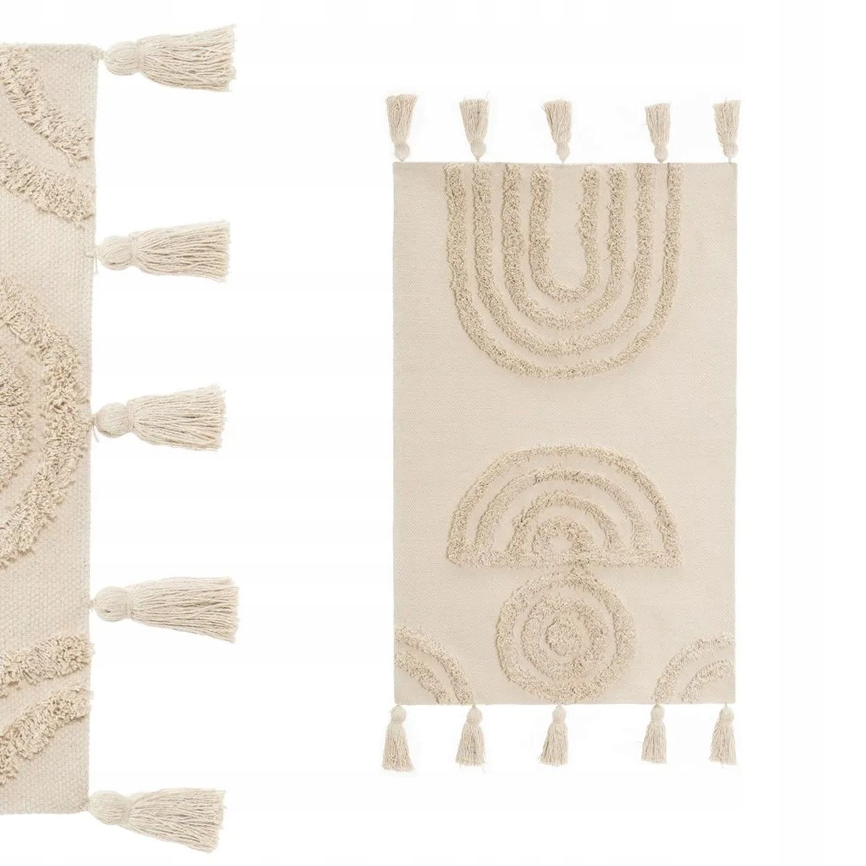 Koberec bavlněný s třásněmi Scandi 170 x 110 cm béžová podložka do boho pokoje