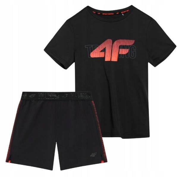 Sportovní tréninkový set 4F komplet černé tričko kraťasy 122/128