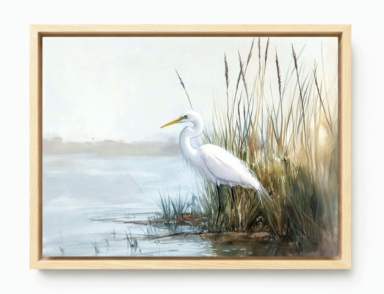 Obraz Rám Americká Krabička Příroda Bílá Čapka Pták Jezero 80x60