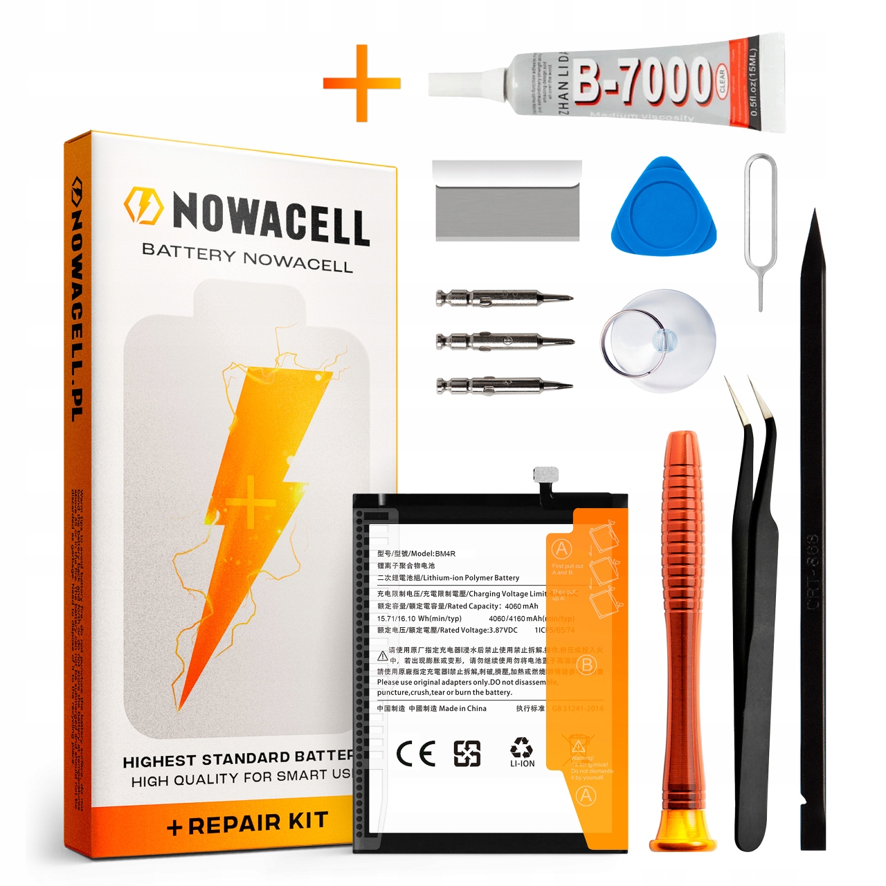 Zestaw Bateria BM4R Klej B7000 do Xiaomi Mi 10 Lite 4160 mAh Akumulator