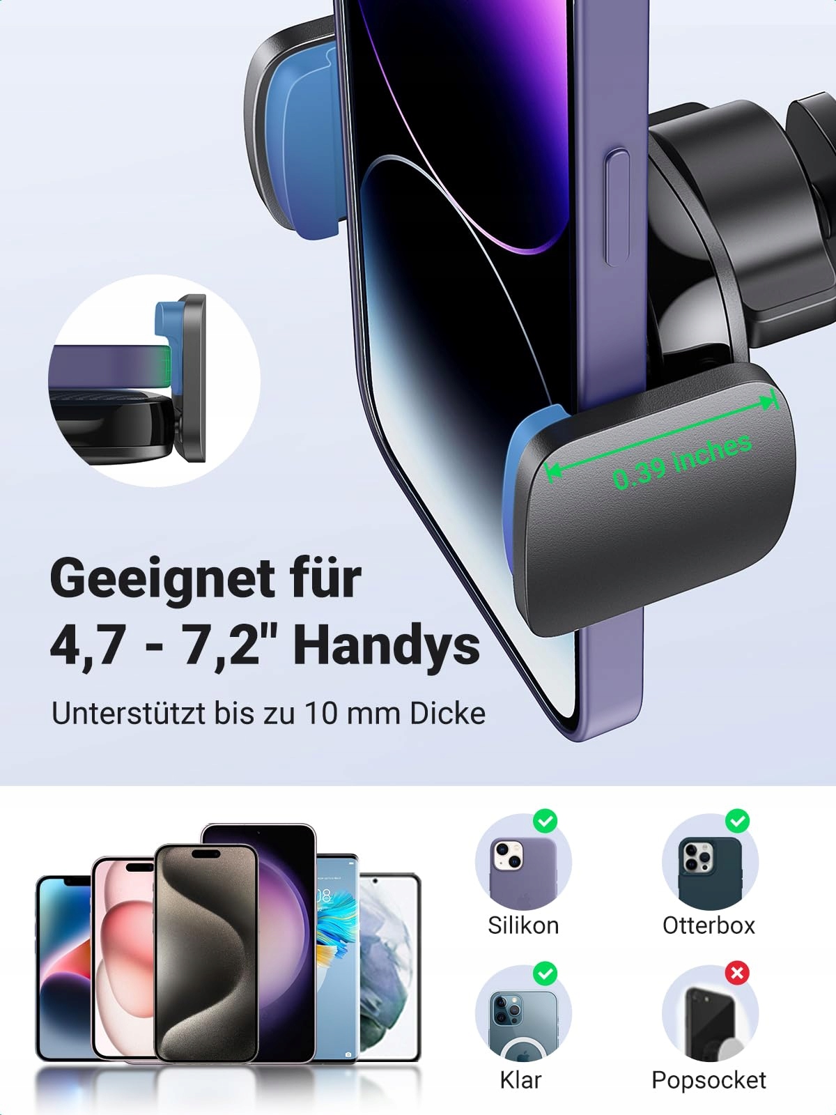 UGREEN Uchwyt na telefon komórkowy z przyssawką 360° — miniatura 7