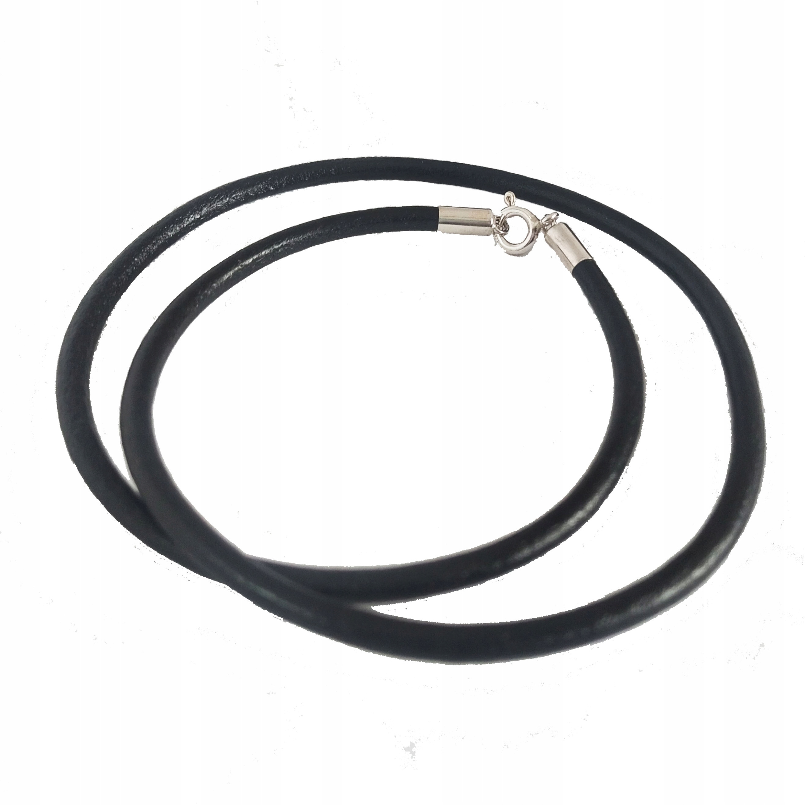 Rzemień skórzany gruby 3.5 mm srebro 925 45 cm