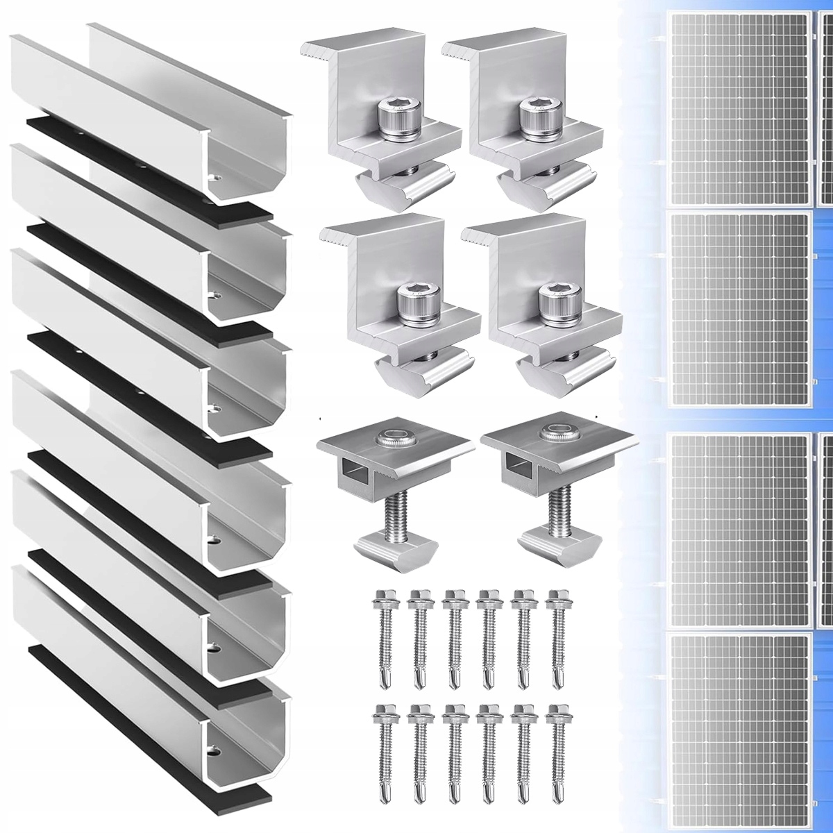 Stelaż Konstrukcja do montażu 2 paneli Pv fotowoltaicznych blachodachówka