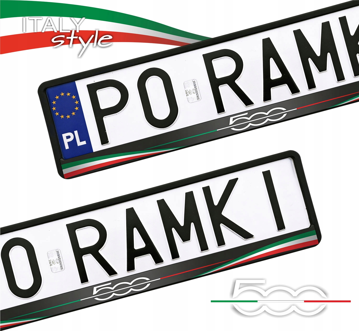 Fiat 500 500 500L 500X Italy Style ramki do tablic rejestracyjnych