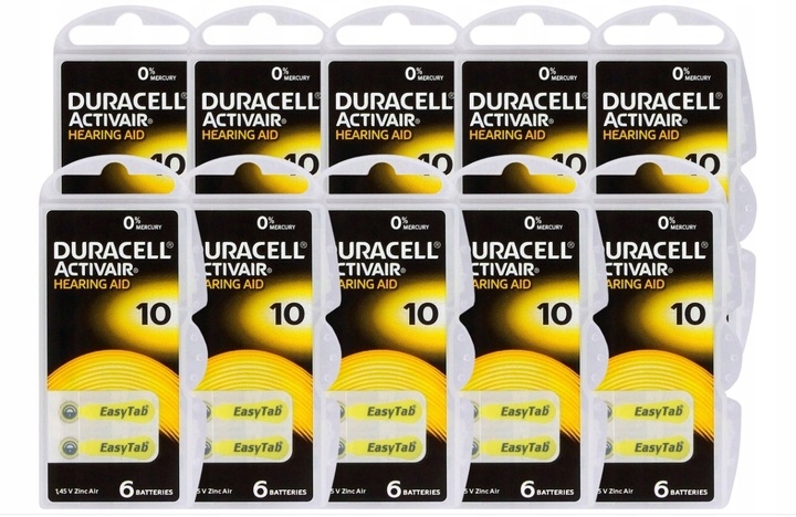 60x Bateria Słuchowa 8V DA-10 Activair Duracell