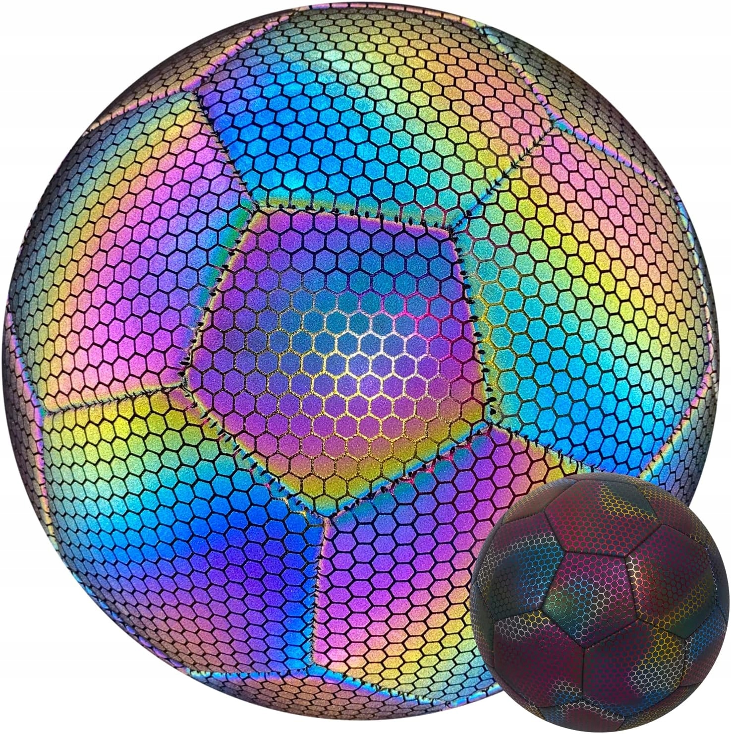 HOLOGRAFICZNA ODBLASKOWA PIŁKA NOŻNA 21.5 CM Marka inna