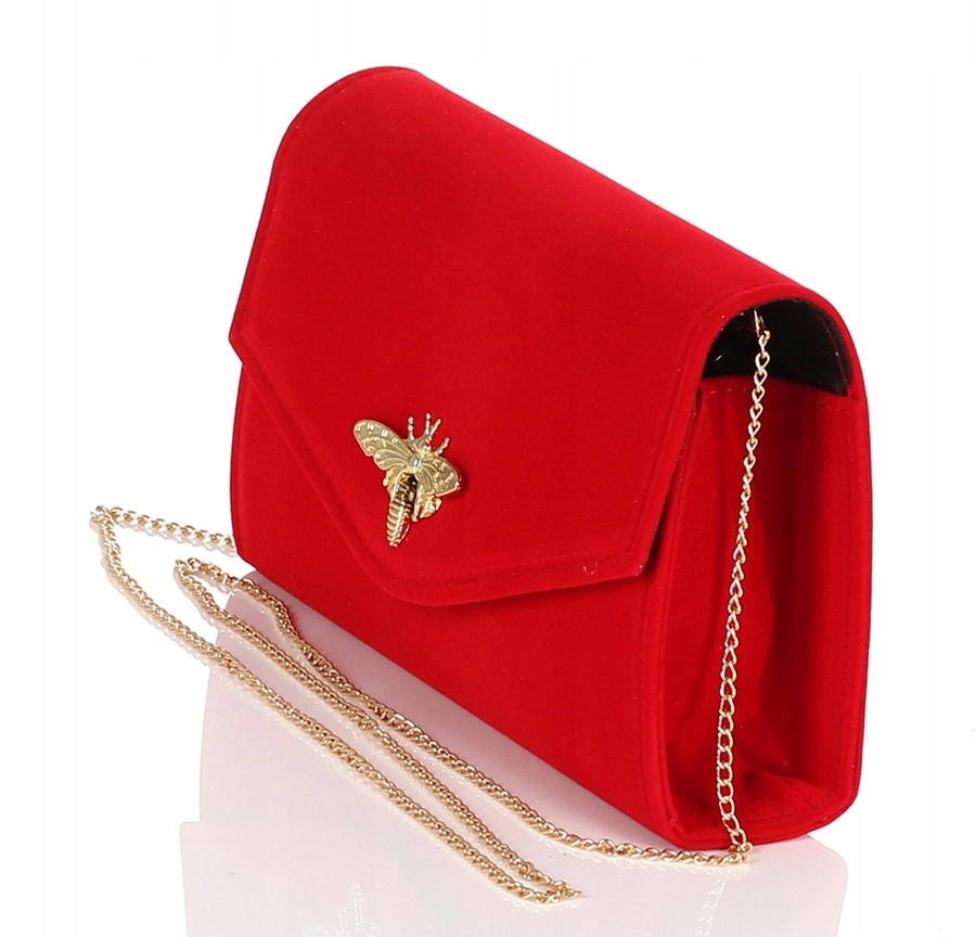 Salvare Zamszowa kopertówka Łańcuszek CZERWONA W73