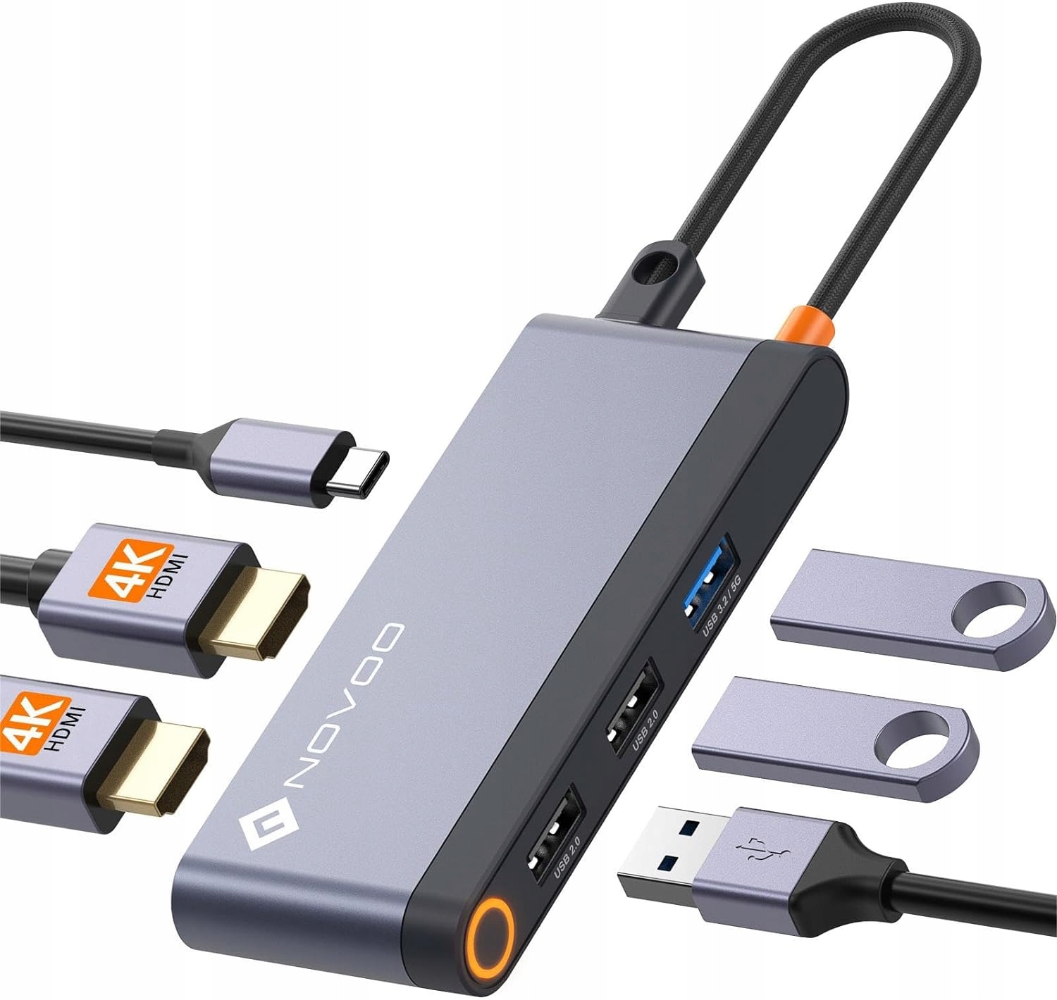 Novoo Usb-c Hub Dvojitý Adaptér 6V1 Hdmi 4K Koncentrátor 980