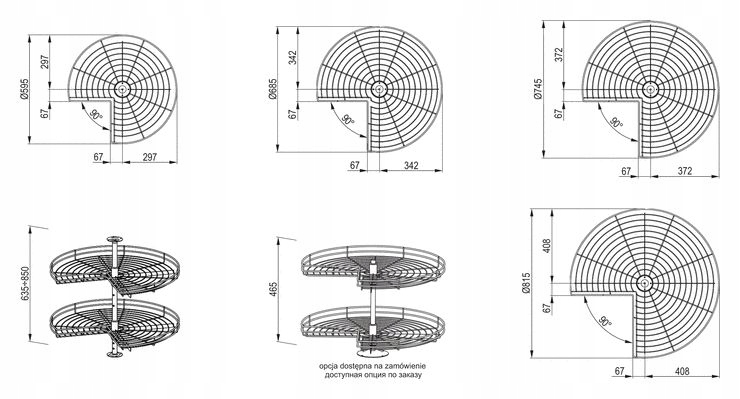 REJS Półka obrotowa REJS 3/4 690 hamulec szara Producent Rejs