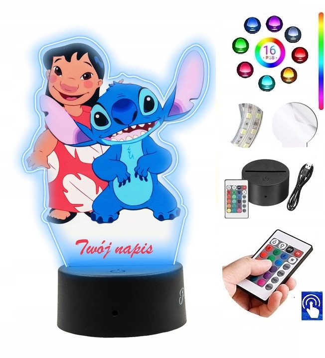 Lampka na biurko UV Lilo i Stich 16kol LED PLEXIDO