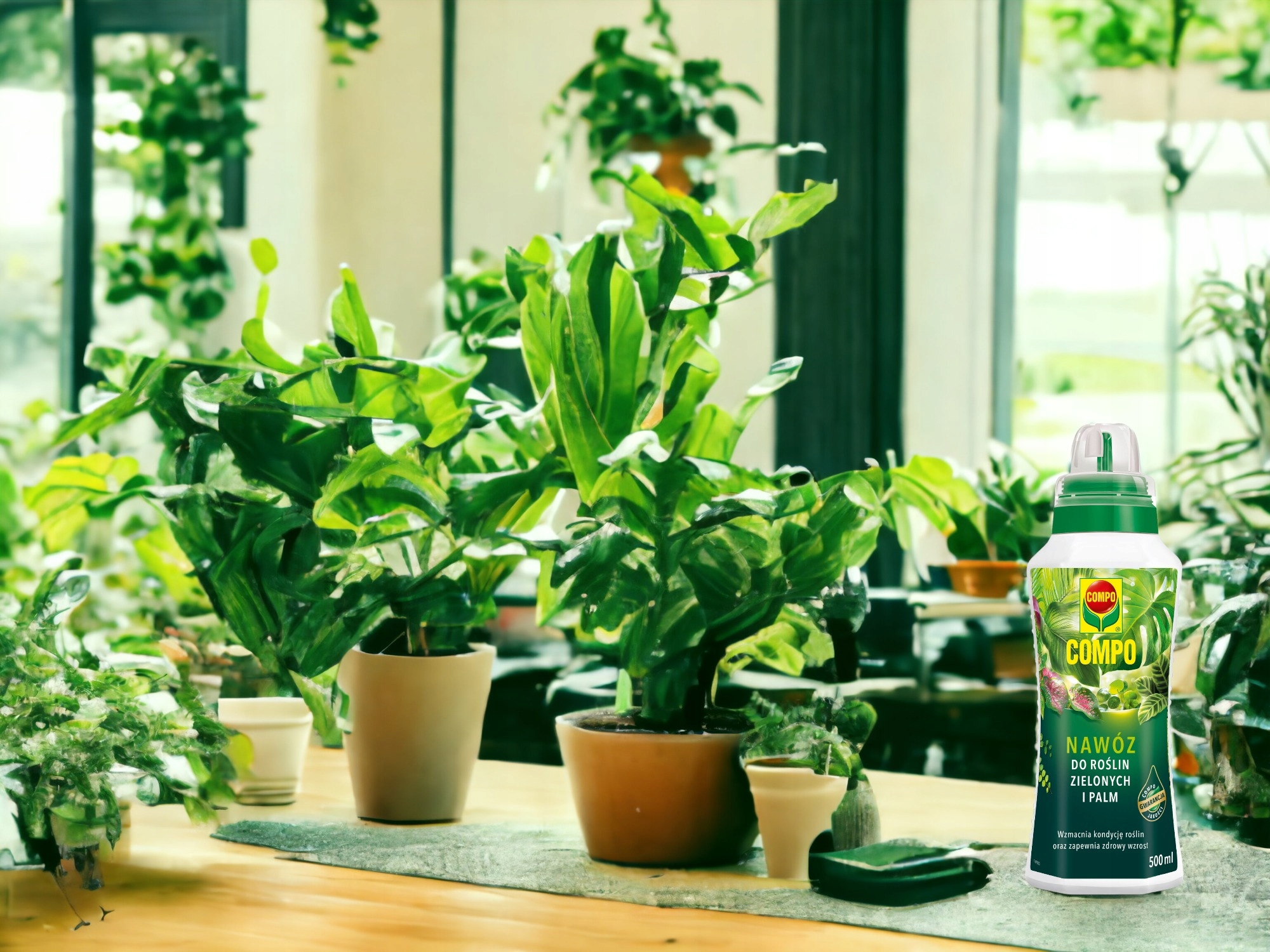 NAWÓZ DO ROŚLIN ZIELONYCH I PALM: DRACENY FIKUSA MONSTERY PAPROCI COMPO Waga 0.55 kg