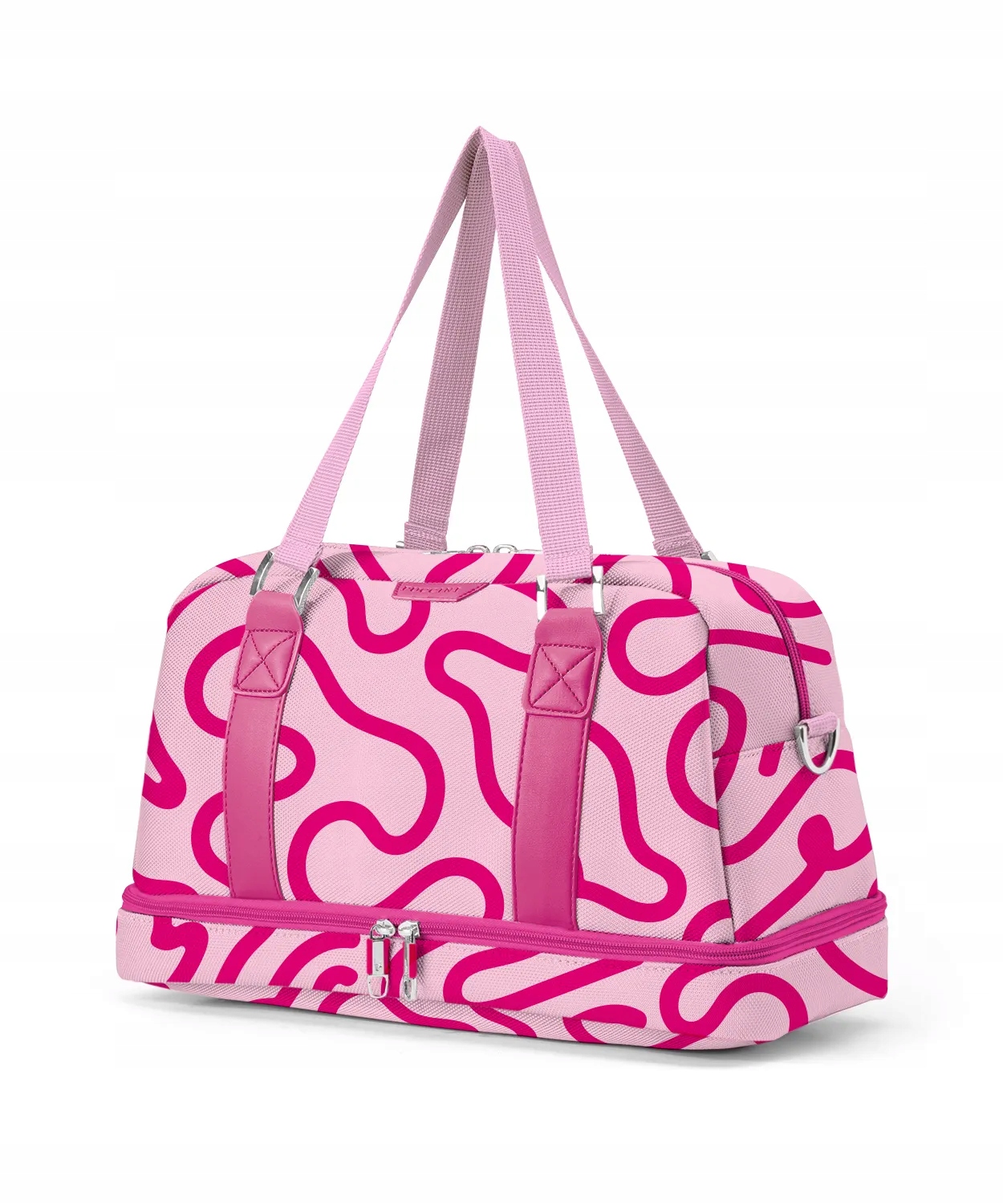 Malá víkendová sportovní taška s přídavnou komorou, zelená/růžová BM9019-S-3D