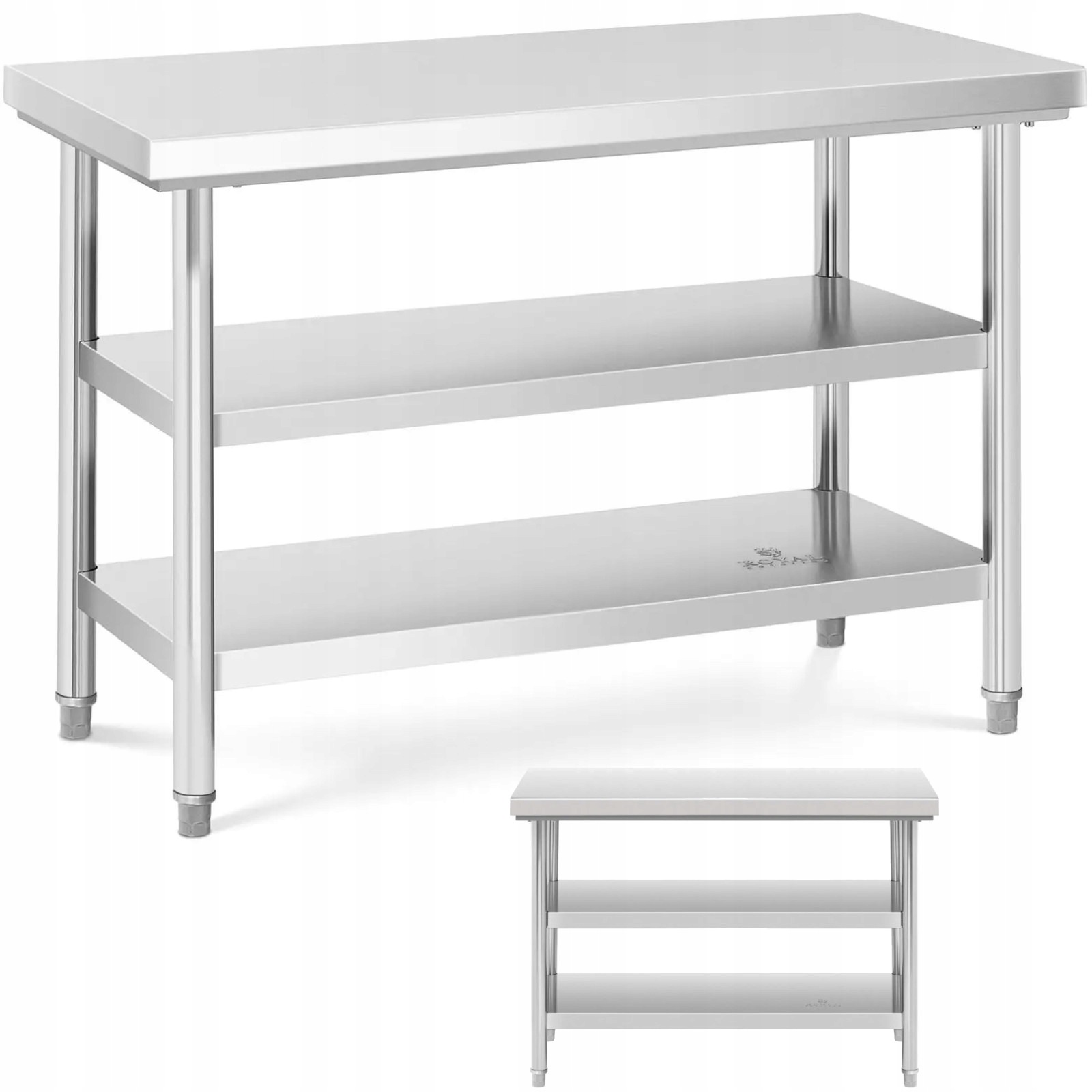 Gastronomický Pracovní Stůl 3 Úrovně 120X60 CM Nerezová Ocel 600 Kg