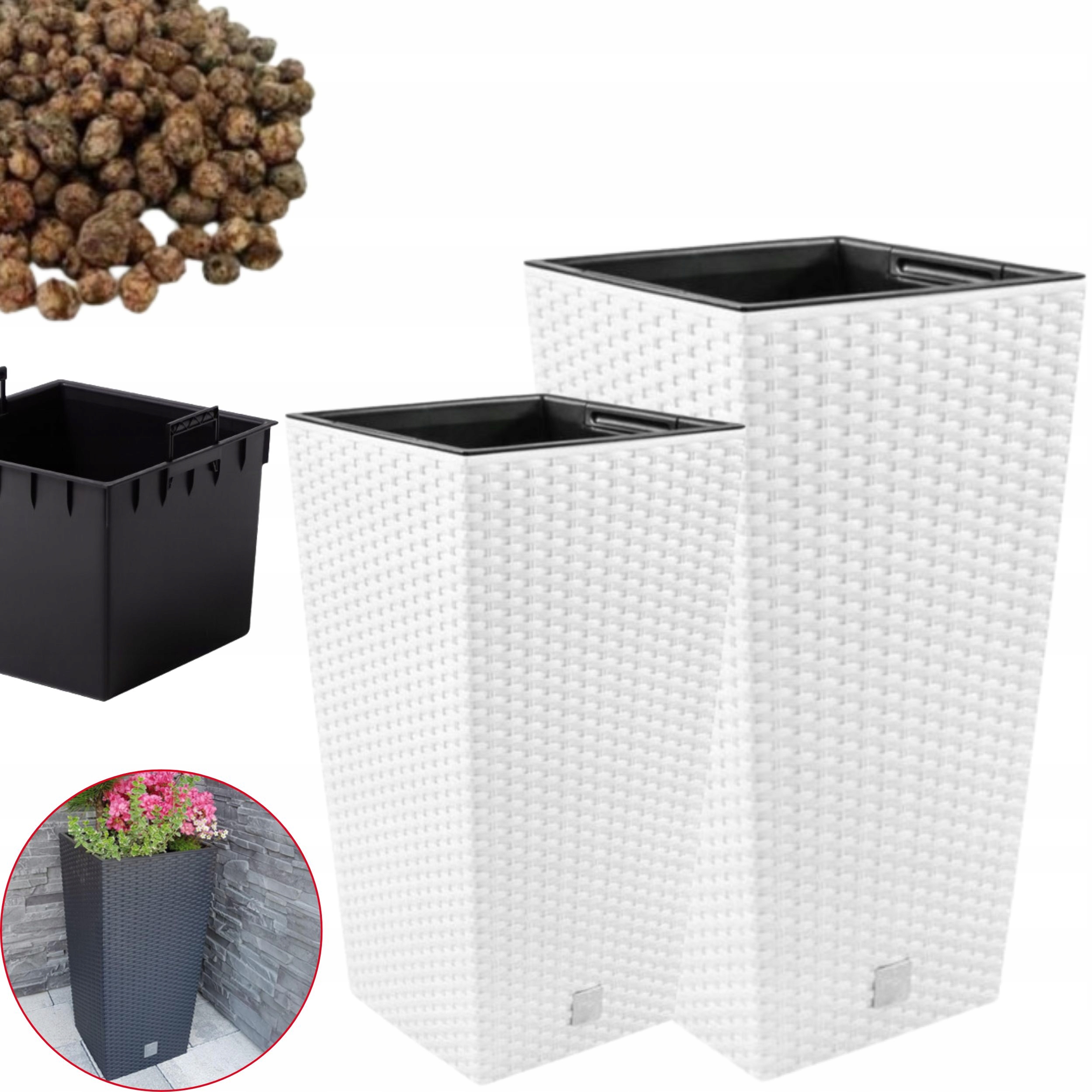 2x Doniczka wysoka Drts wkład, keramzyt 2l Zestaw Donica 2szt