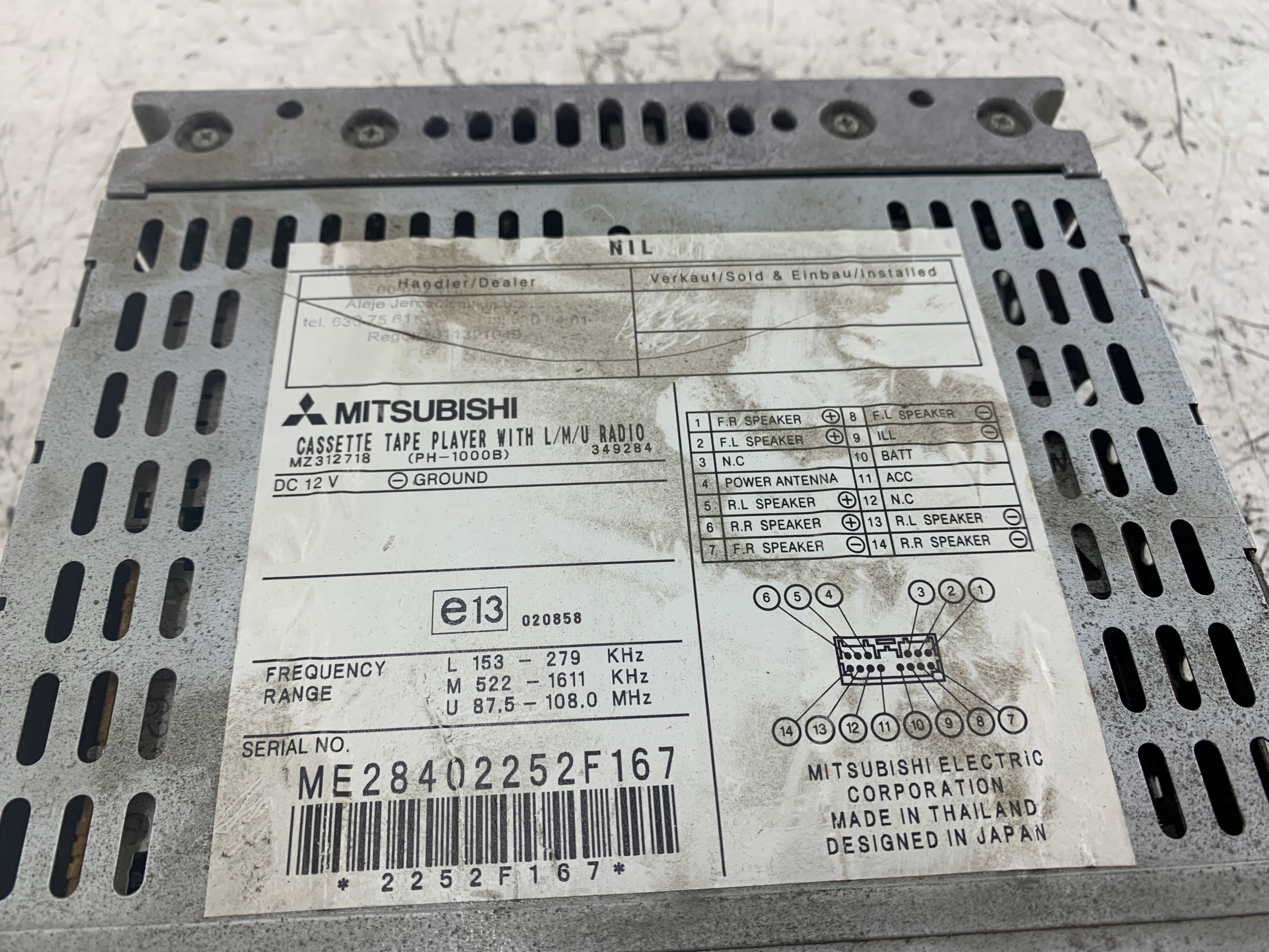 MITSUBISHI RADIO FABRYCZNE KASETA PH-1000B