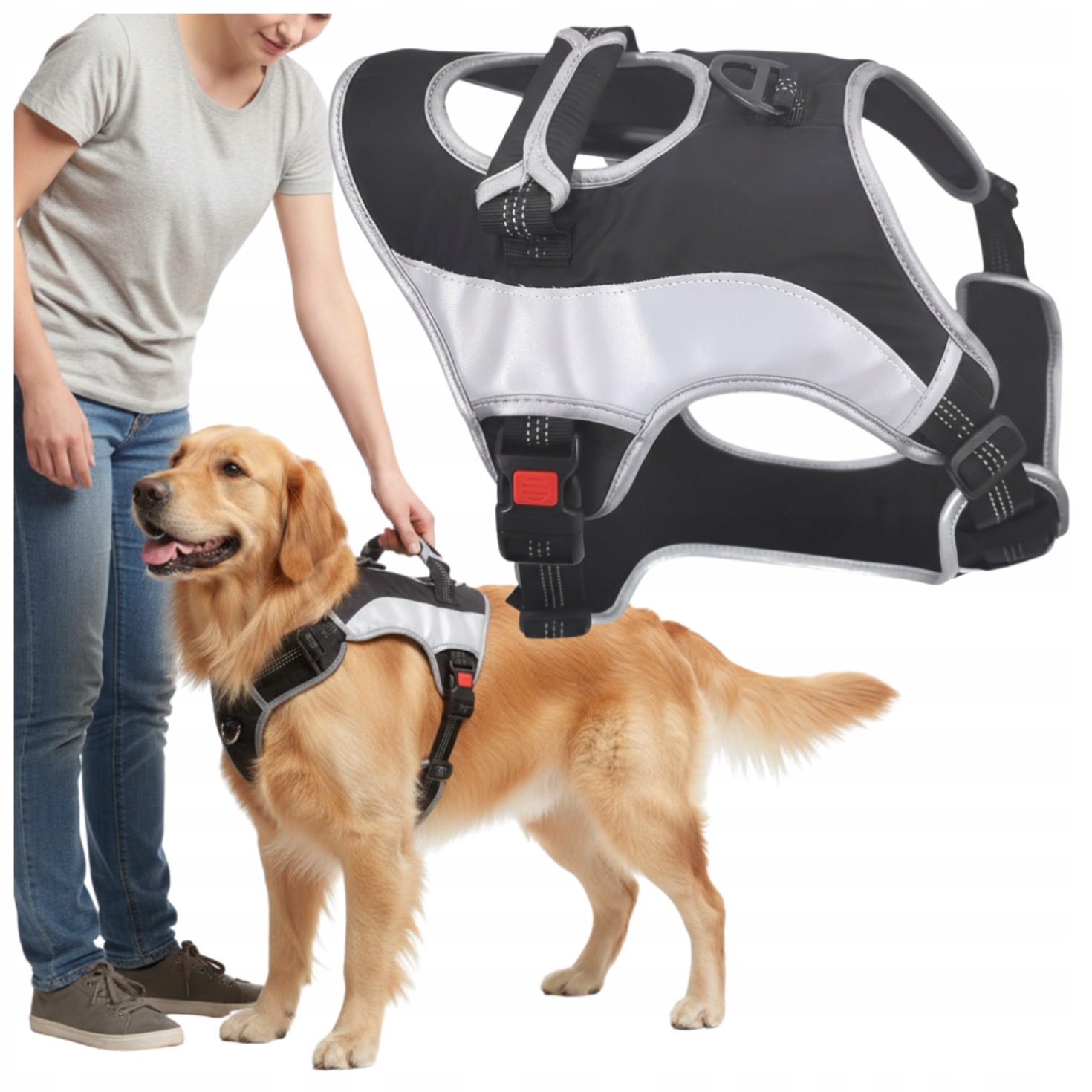 Levně Postroj pro psa nastavitelný, silný, reflexní, L guard, prémiový, beztlakový