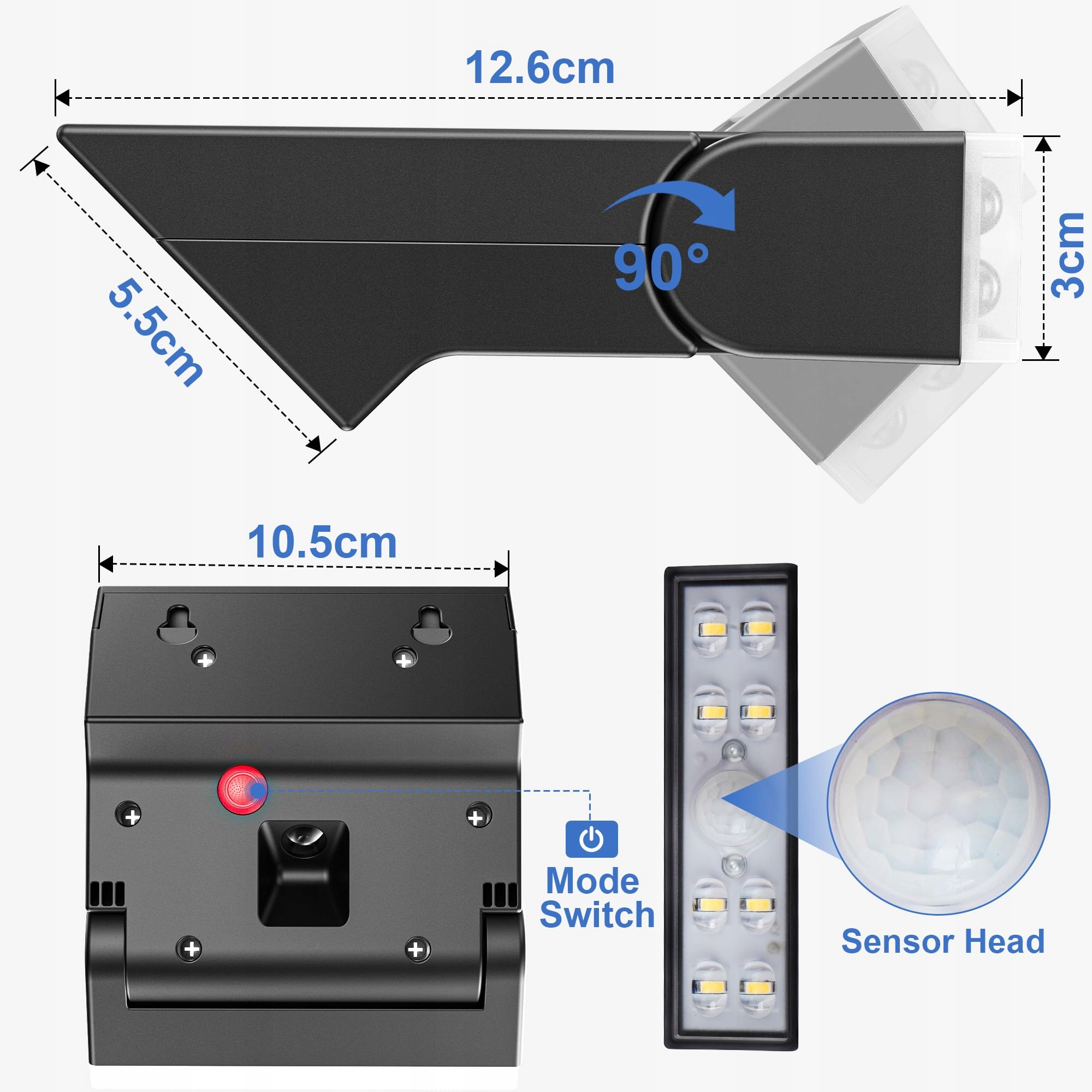 Lampa Solarna Zewnętrzna Z Czujnikiem Ruchu Do Ogrodu Garażu IP65 GILIWOSY — miniatura 7