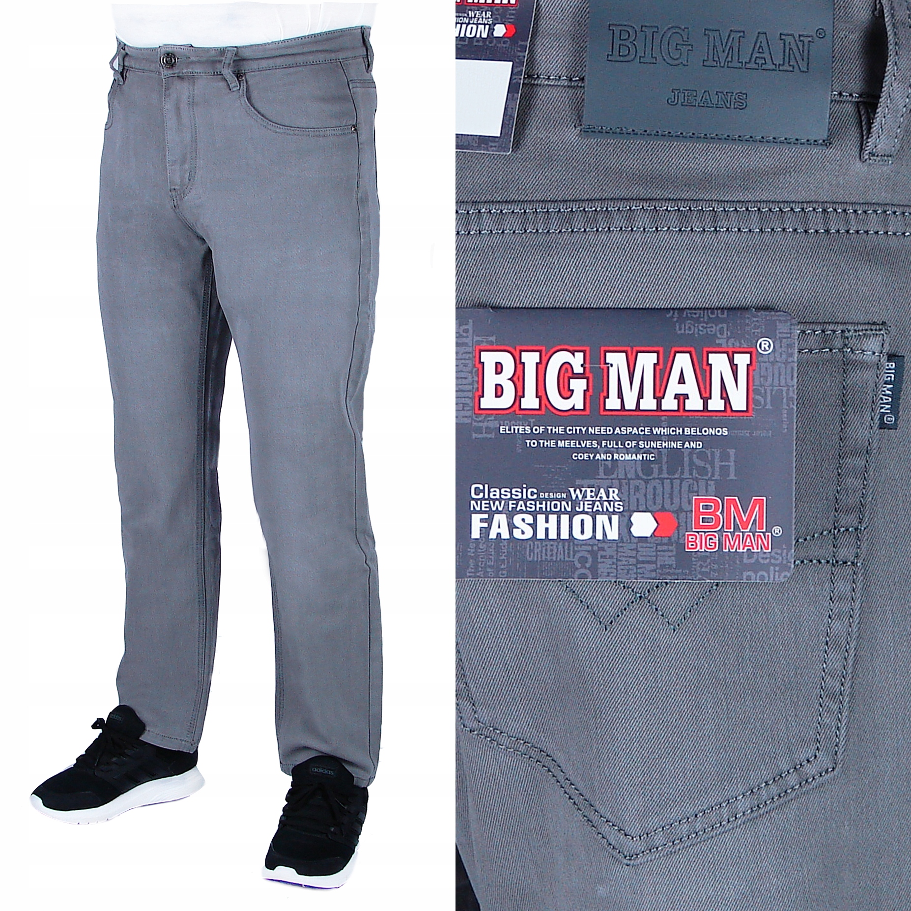 Pánské Džínové Kalhoty Šedé W35 L32 W92-94 cm