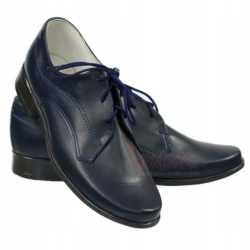Buty wizytowe dla chłopca chłopięce okolicznościowe komunia granat OM12-36 Kolor niebieski