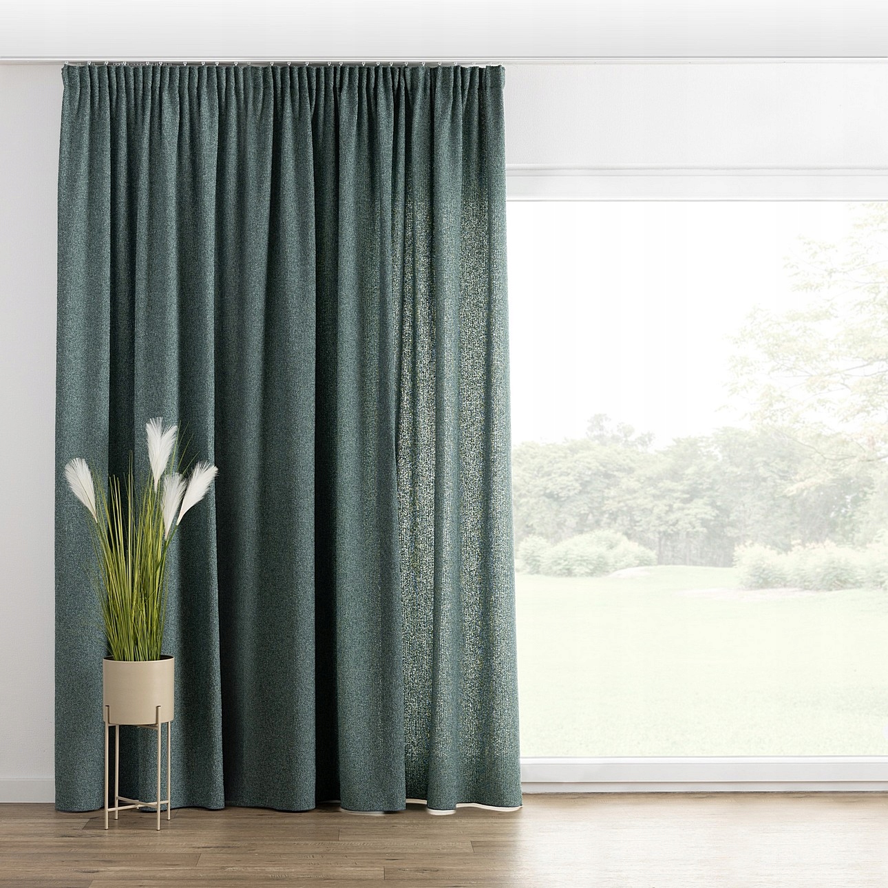 Záves na vlnitej páske 1 ks 140x260 cm zelený