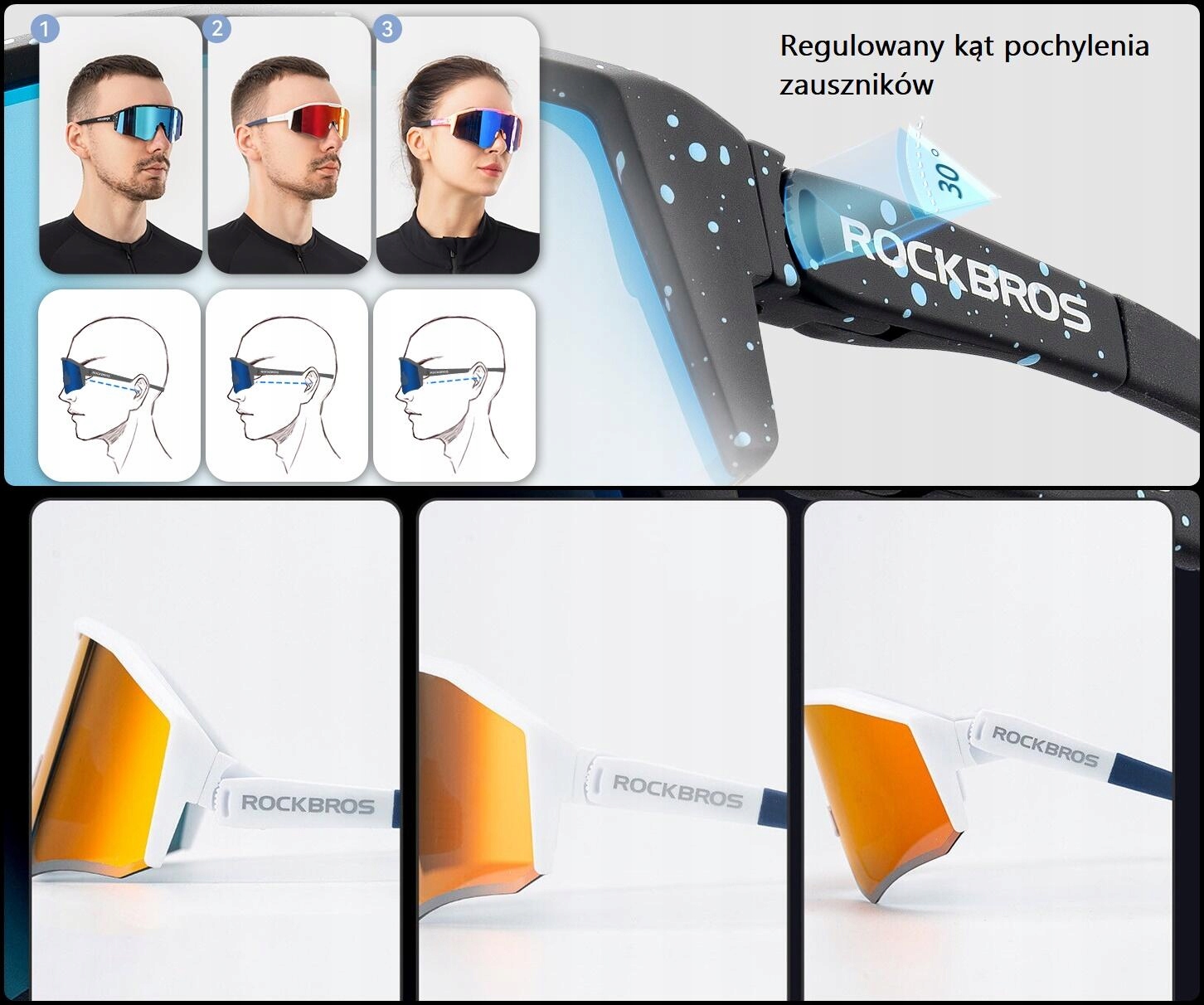Białe ROWEROWE Okulary PRZECIWSŁONECZNE Polaryzacyjne ROCKBROS lustrzanki Rodzaj okulary rowerowe