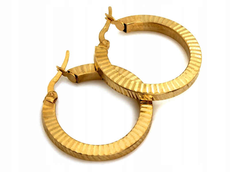 Zlaté závěsné náušnice 585, oválné, 28 mm, frézované, módní dámský vzor 14k