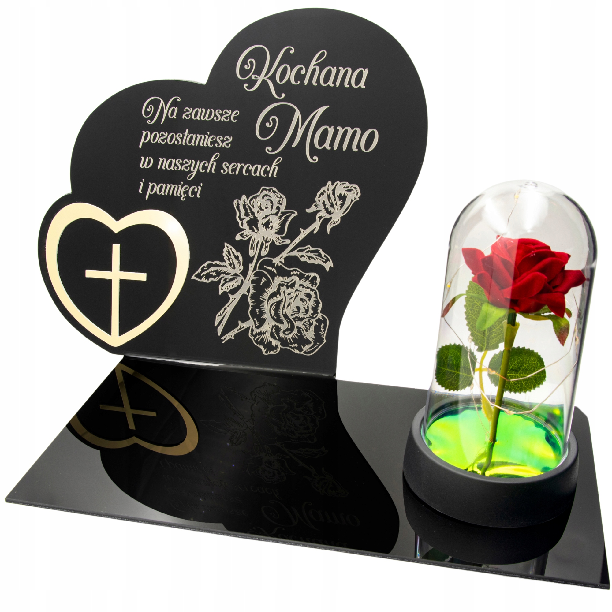 Dekorace na hrob S Gravírováním Hřbitovní Svíčka podstavec na hřbitov Růže Pro Maminku