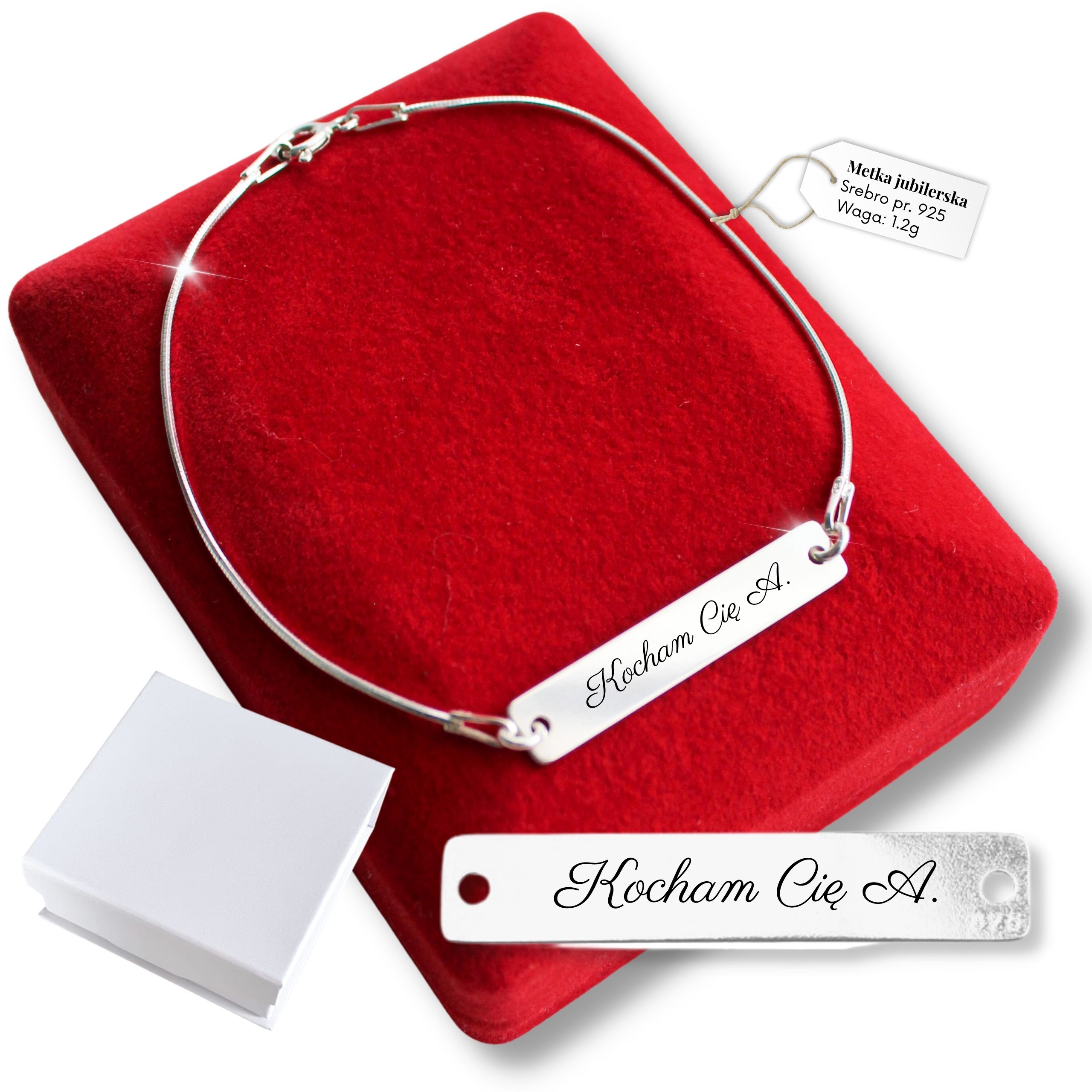 Stříbrný náramek s gravírováním na řetízku 925