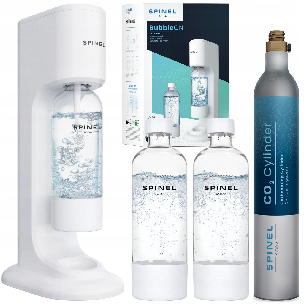 Výrobník Sody Spinel Soda BubbleON Bílý Na Sycení Vody 2 Láhve Náplň