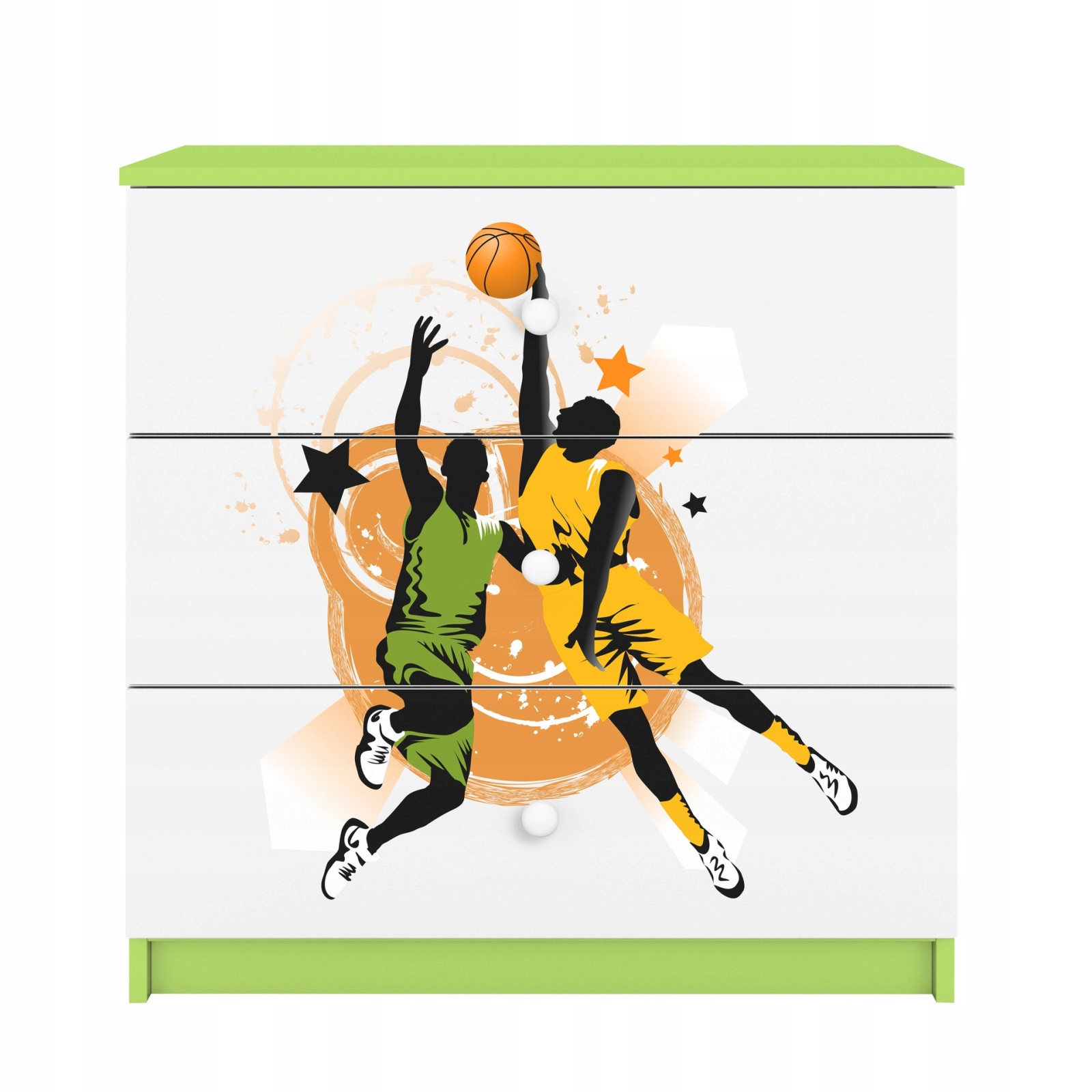 Komoda Babydreams zelená grafika Basketbal 80 cm