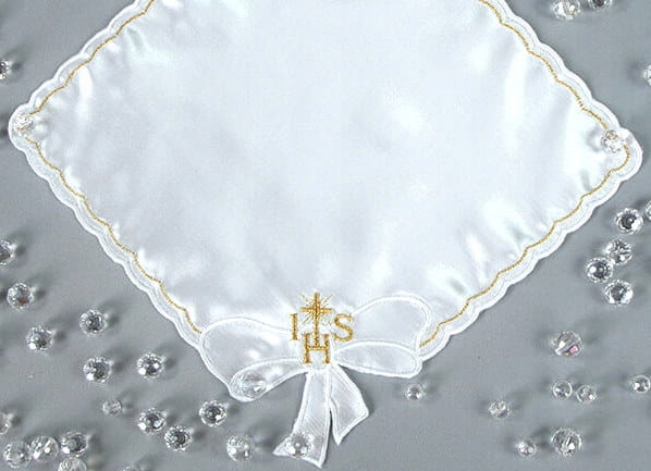 Chusteczka komunijna pamiątka komuniaeu Długość 21.5 cm