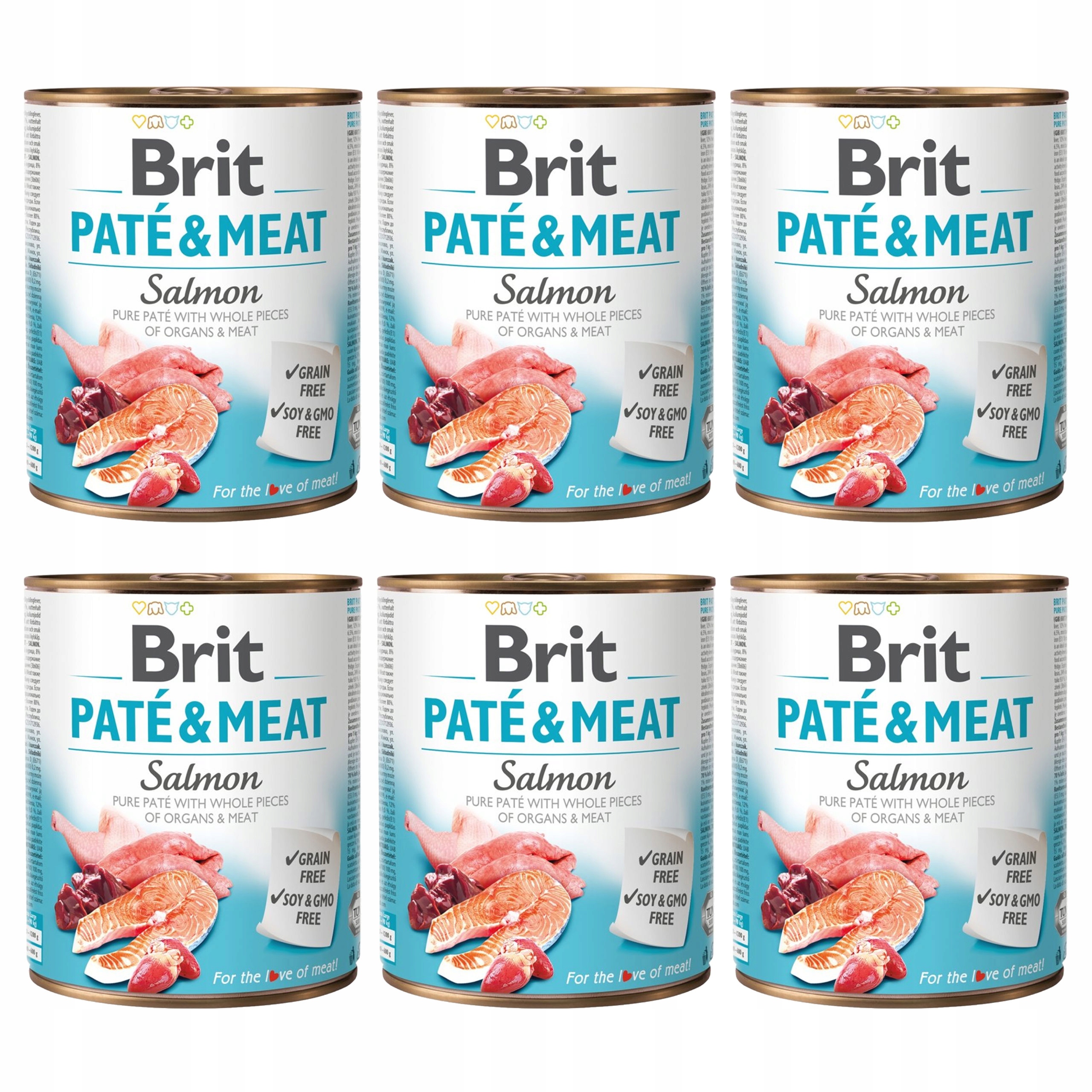 Brit Pate & Meat Krmivo mokré pro psa Losos 6 x 800 g