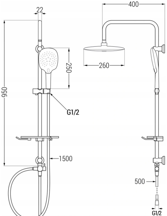 MEXEN T22 KOLUMNA PRYSZNICOWA NATYNKOWA CZARNA Marka Mexen