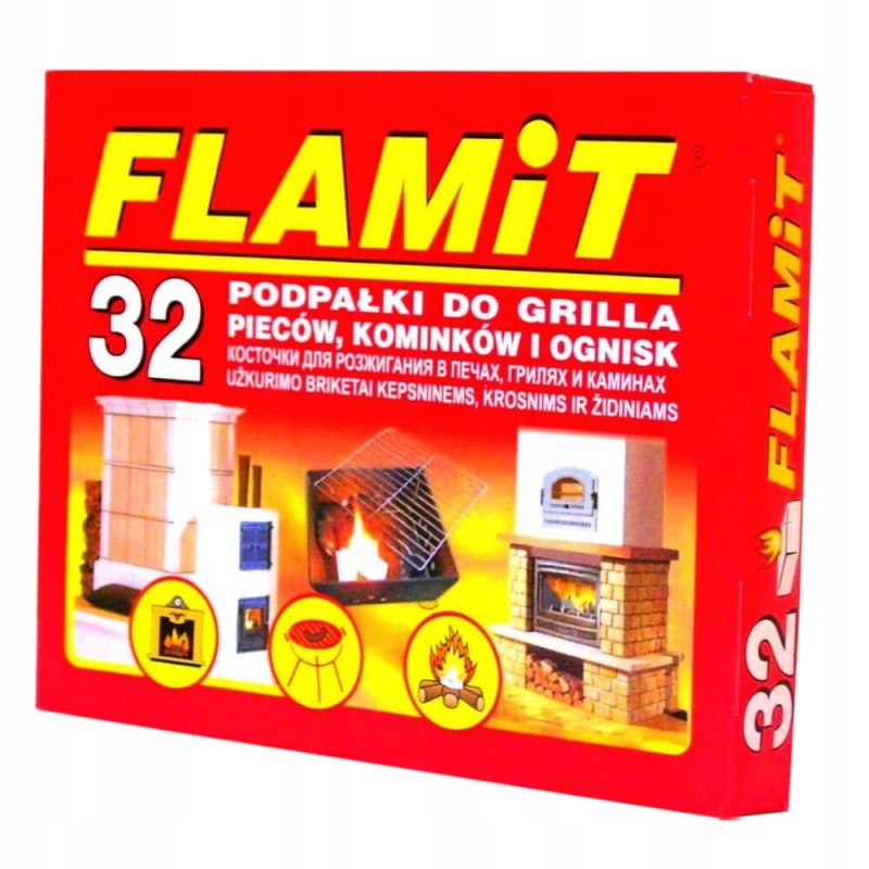 

Podpałka do grilla kominka biała FLAMiT 32 kostki