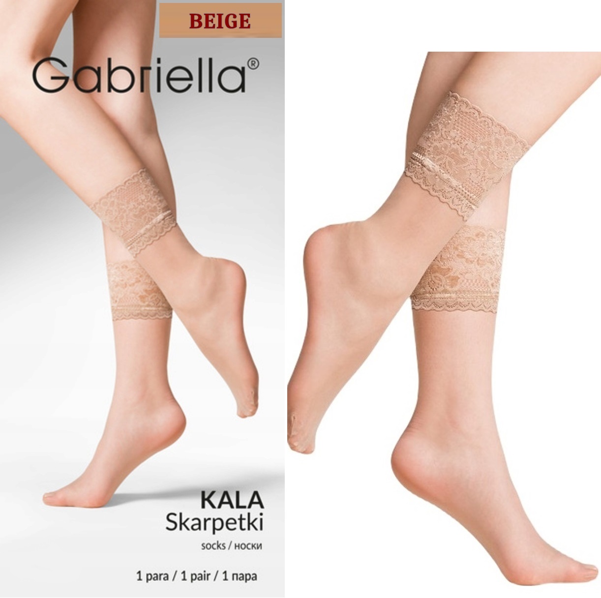 

Gabriella Skarpetki Bezuciskowe Kala Koronka Beige