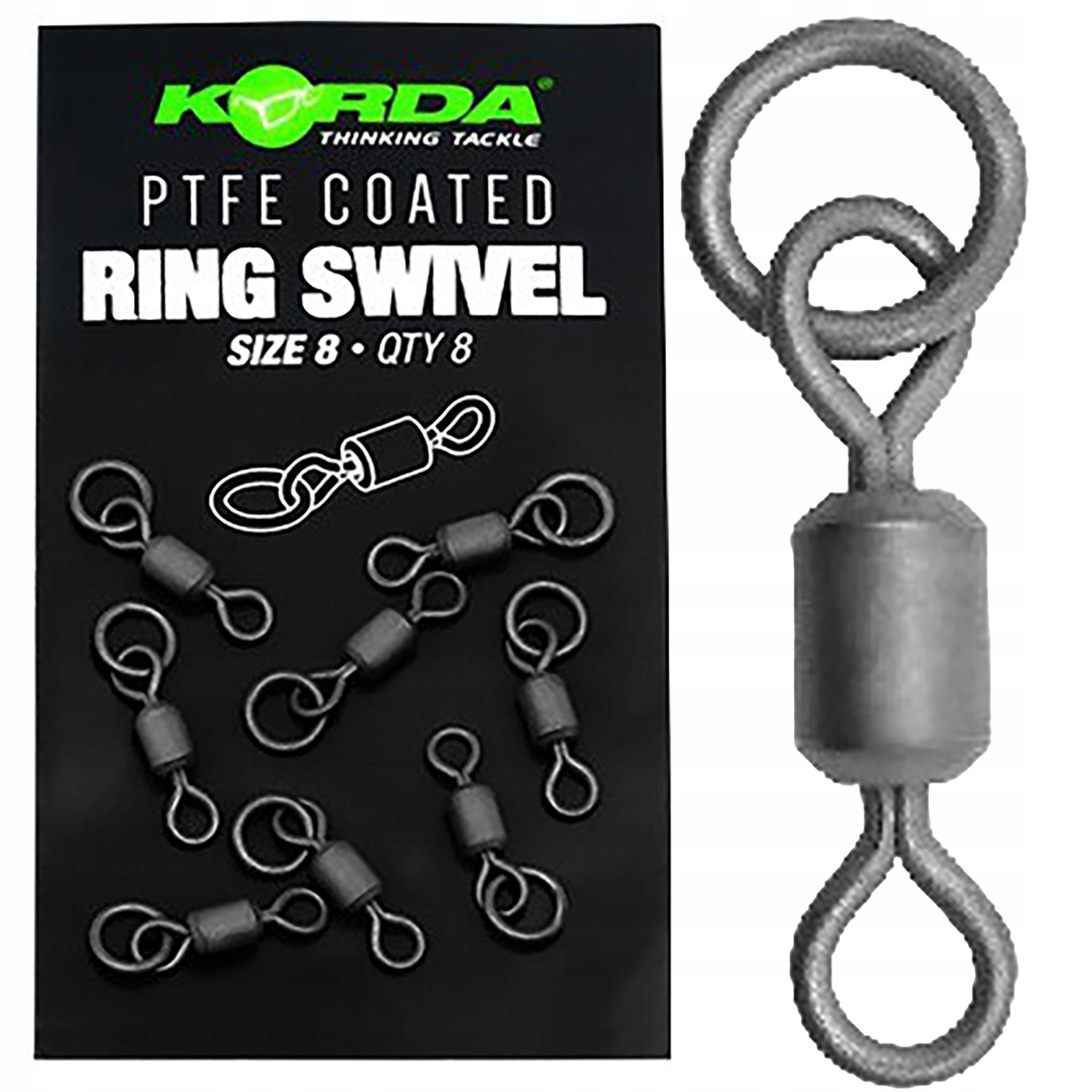 Krętlik z kółeczkiem rozmiar 8 Ptfe Ring Swivel wędkarski Korda KMW002