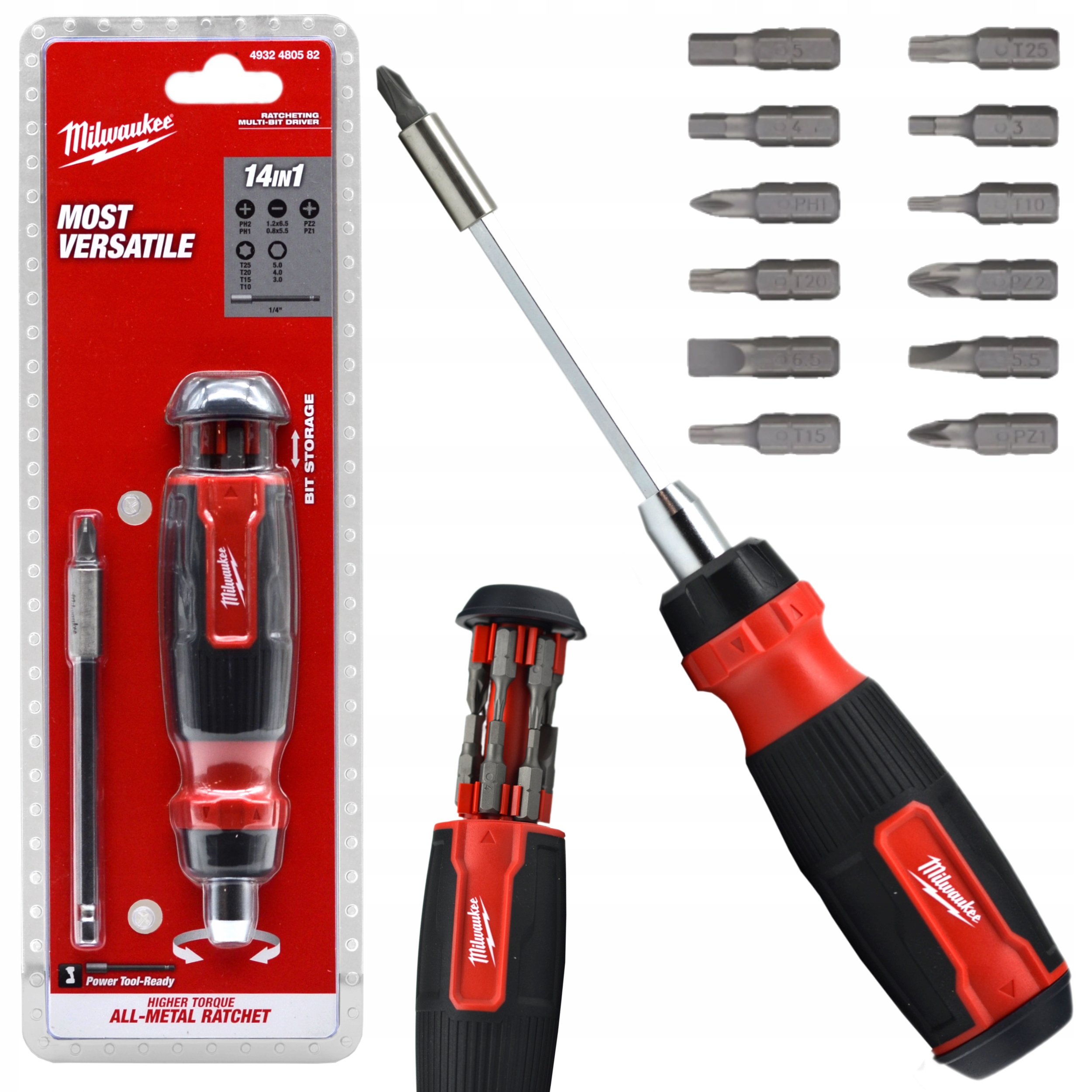 Uniwersalny Wkrętak Z Grzechotką 14w1 Zestaw Bitów Ph Pz Torx Śrubokręt