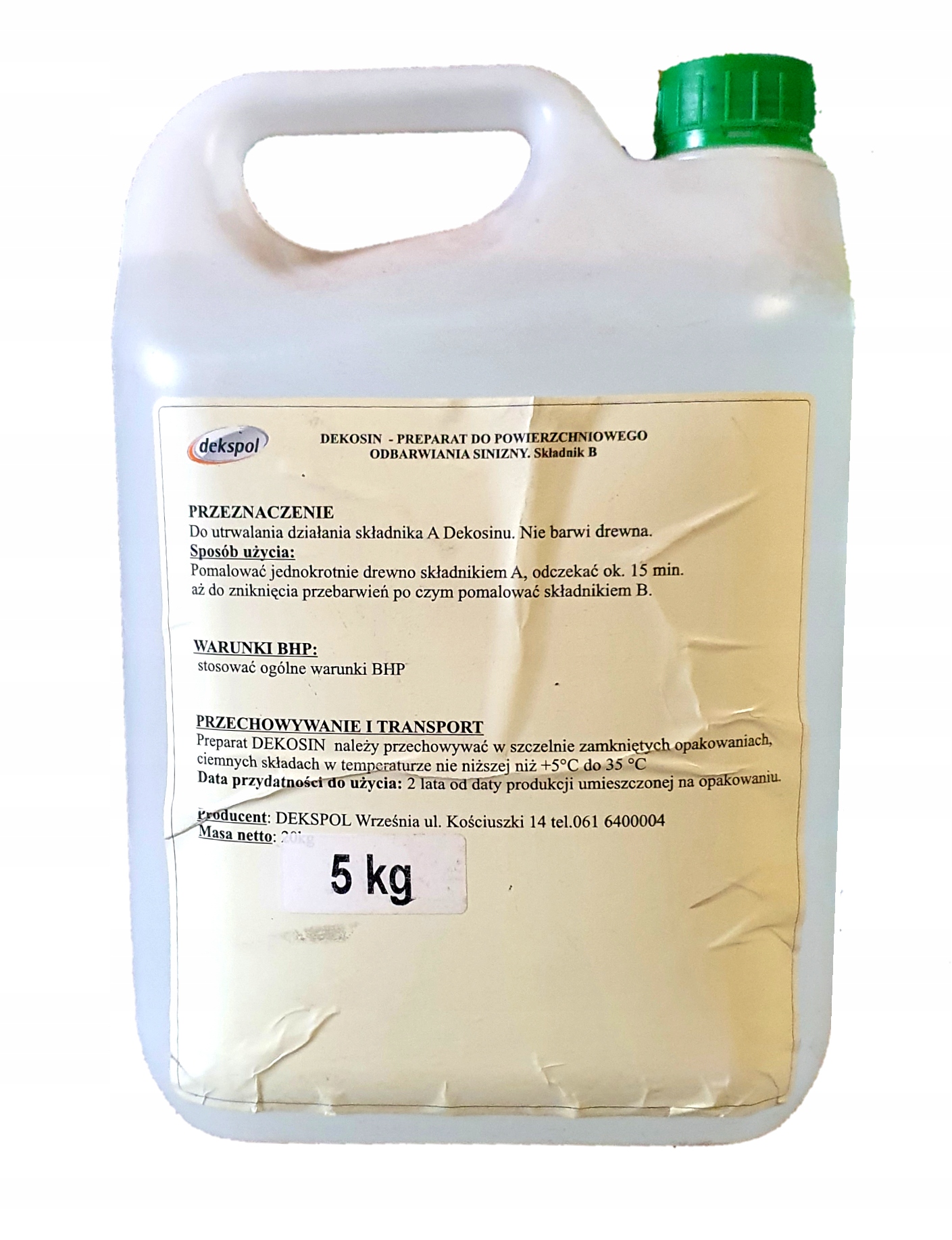 DEKOSIN B 5kg ODSZARZACZ DREWNA utrwala składnik A
