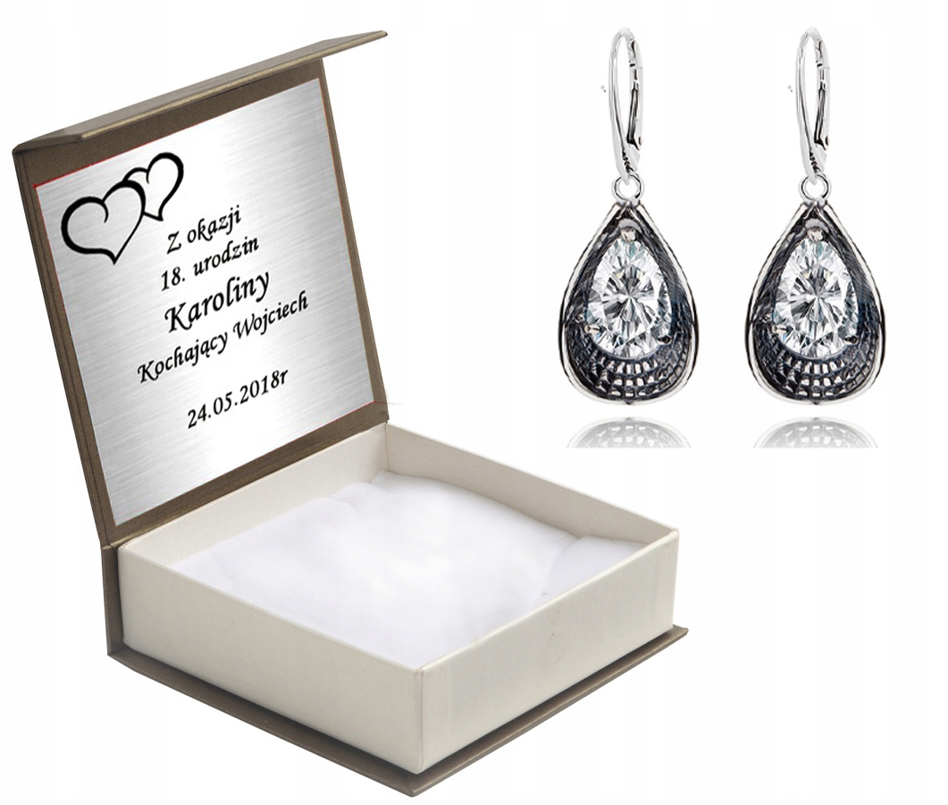 

Kolczyki Wiszące Z Cyrkoniami Angielskie + Grawer