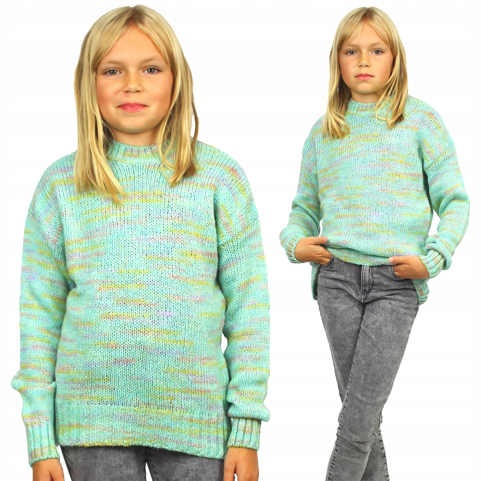 

Sweter Melanżowy Ciepły Turkus Breeze Miły 128