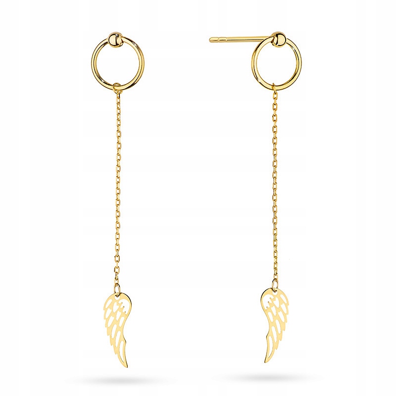 Visací Zlaté Náušnice 585 křídla wings puzetka